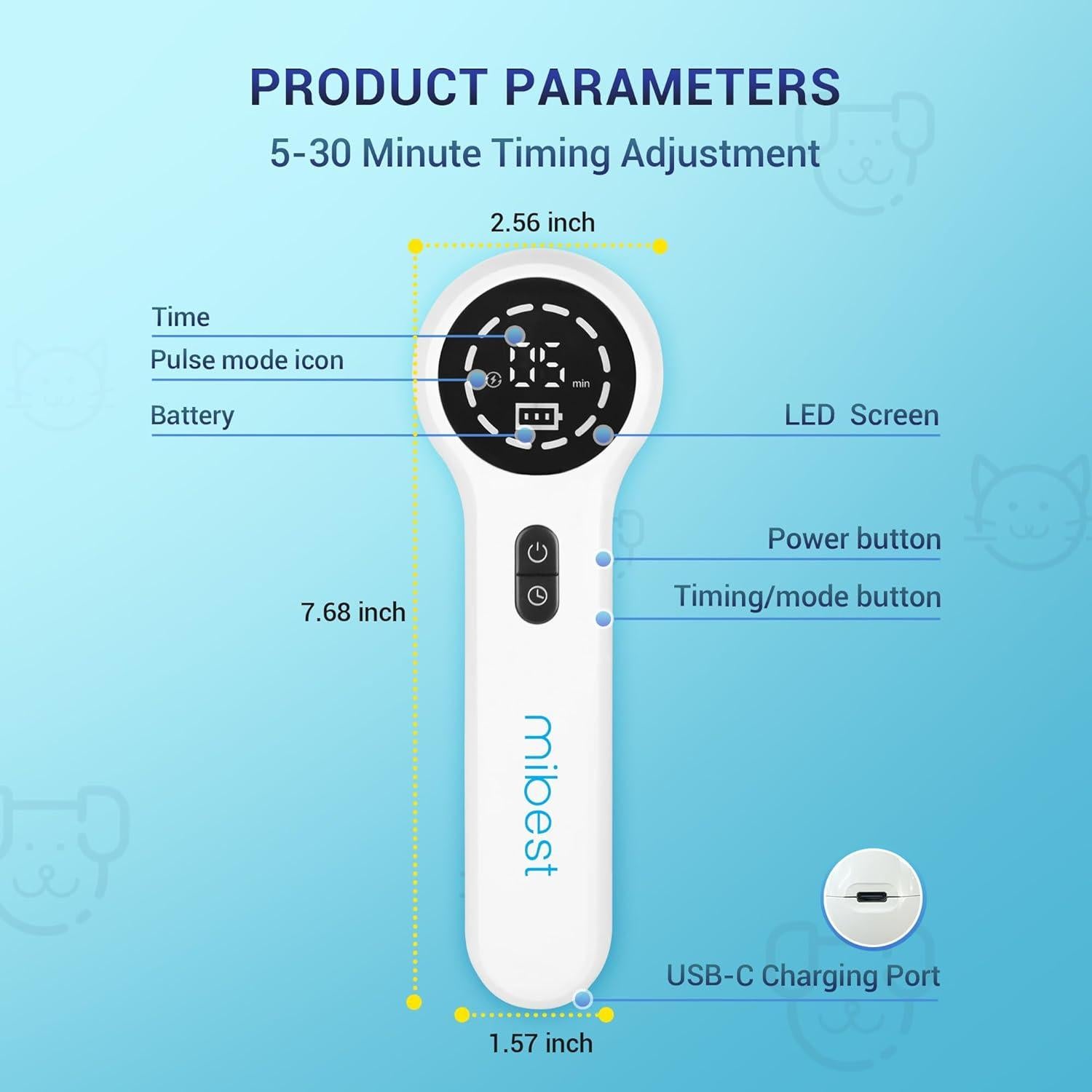 Dispositivo de Terapia con Láser Frío Mibest para Mascotas - Alivio Dolor Articulaciones y Músculos