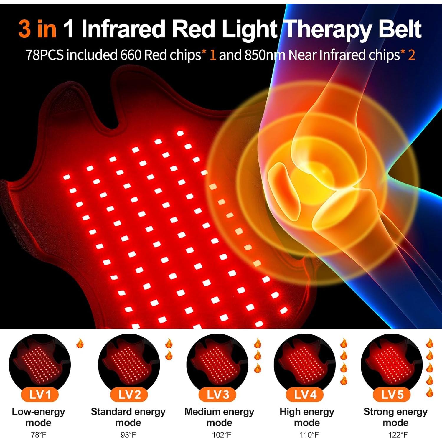 Cinturón de Terapia de Luz Roja Bnlei 300x280mm con Calor