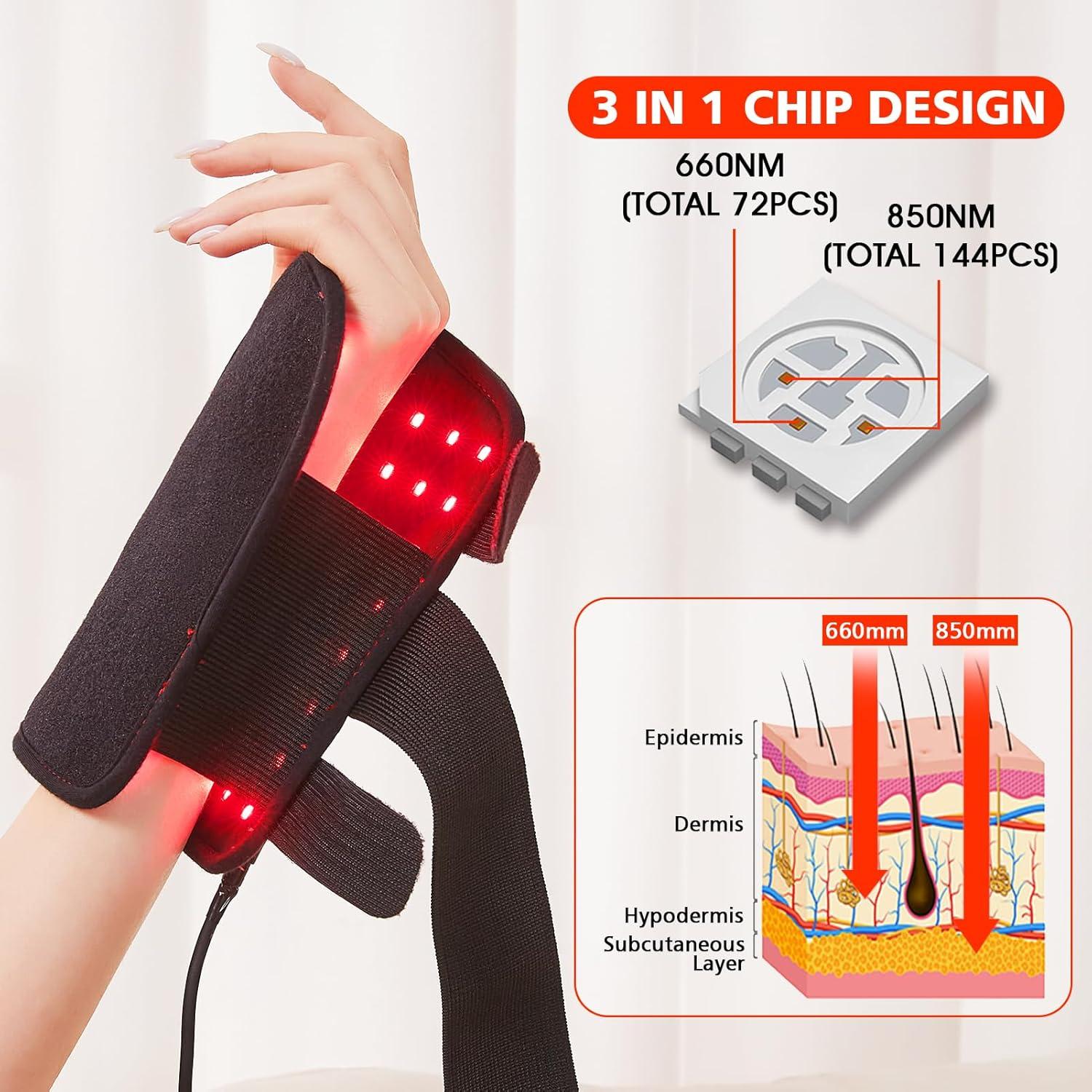 JOBYNA Envoltura de Muñeca Infrarroja 850nm y Luz Roja 660nm
