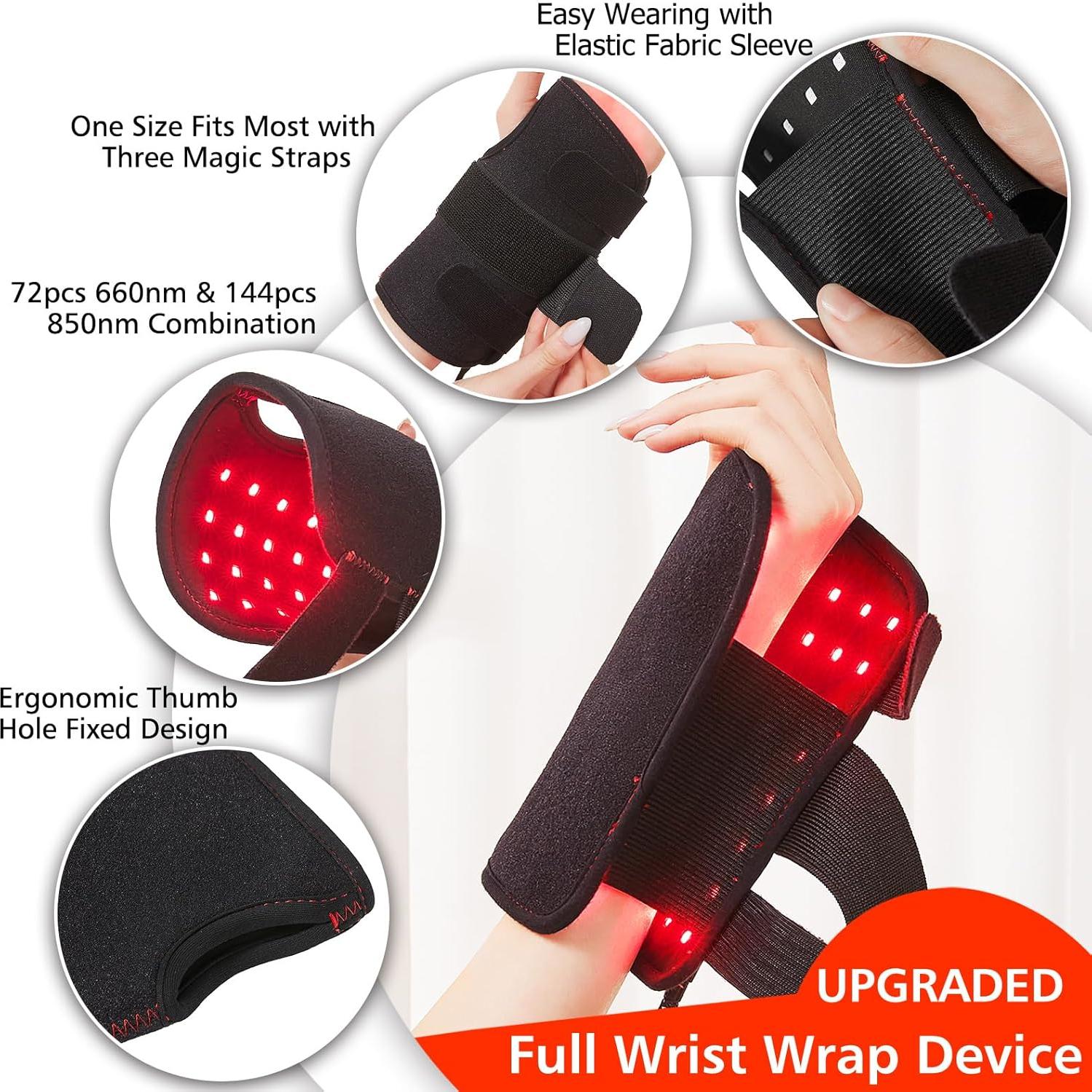 JOBYNA Envoltura de Muñeca Infrarroja 850nm y Luz Roja 660nm