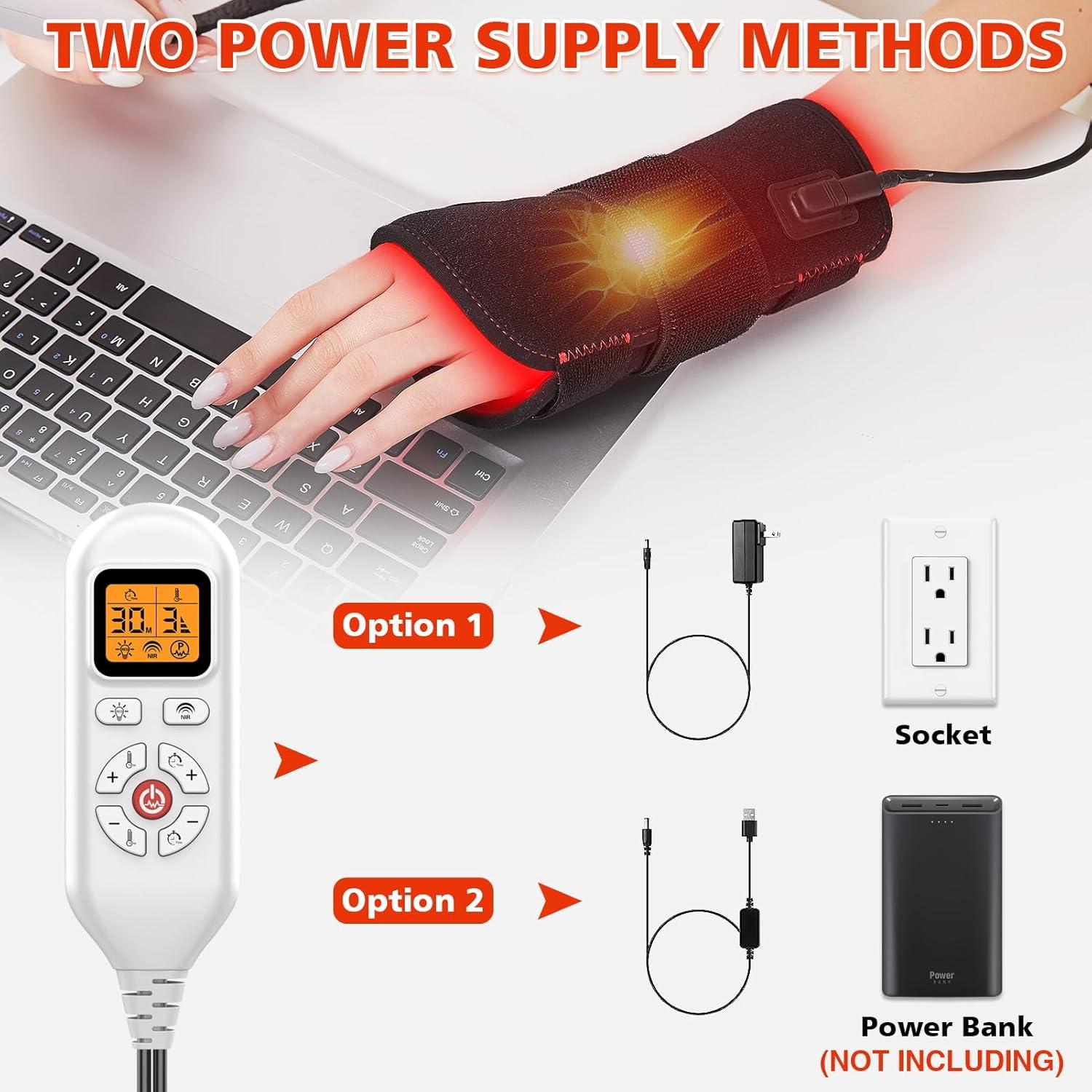 JOBYNA Envoltura de Muñeca Infrarroja 850nm y Luz Roja 660nm