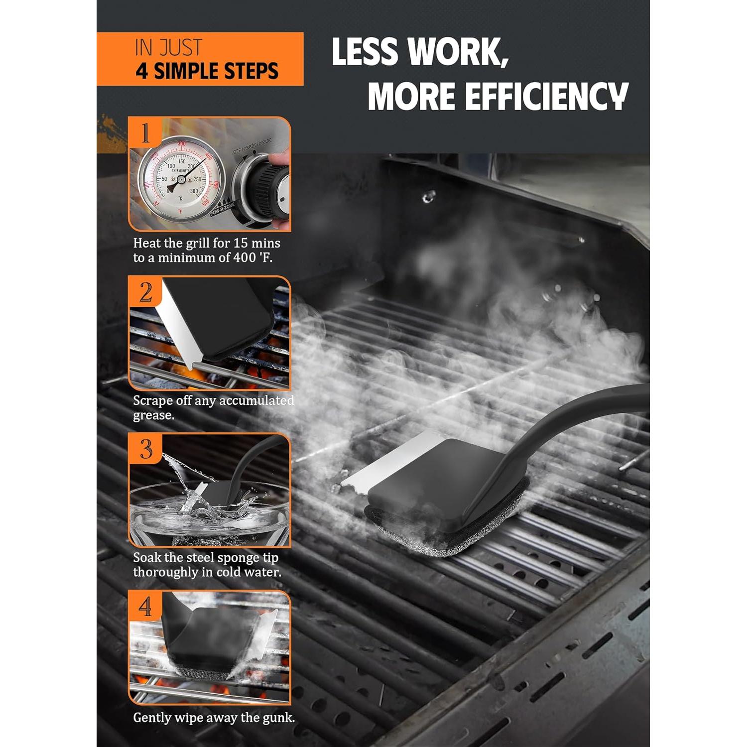 Cepillo Limpiador de Parrilla MEKER con 5 Repuestos