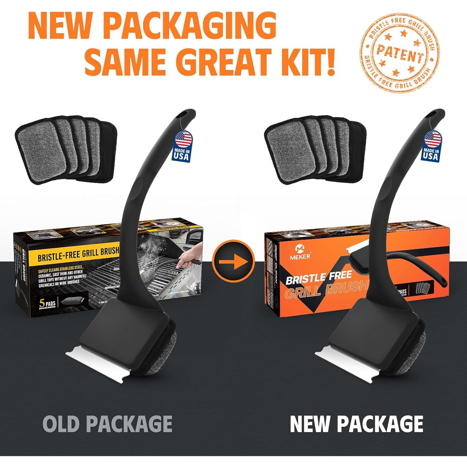 Cepillo Limpiador de Parrilla MEKER con 5 Repuestos