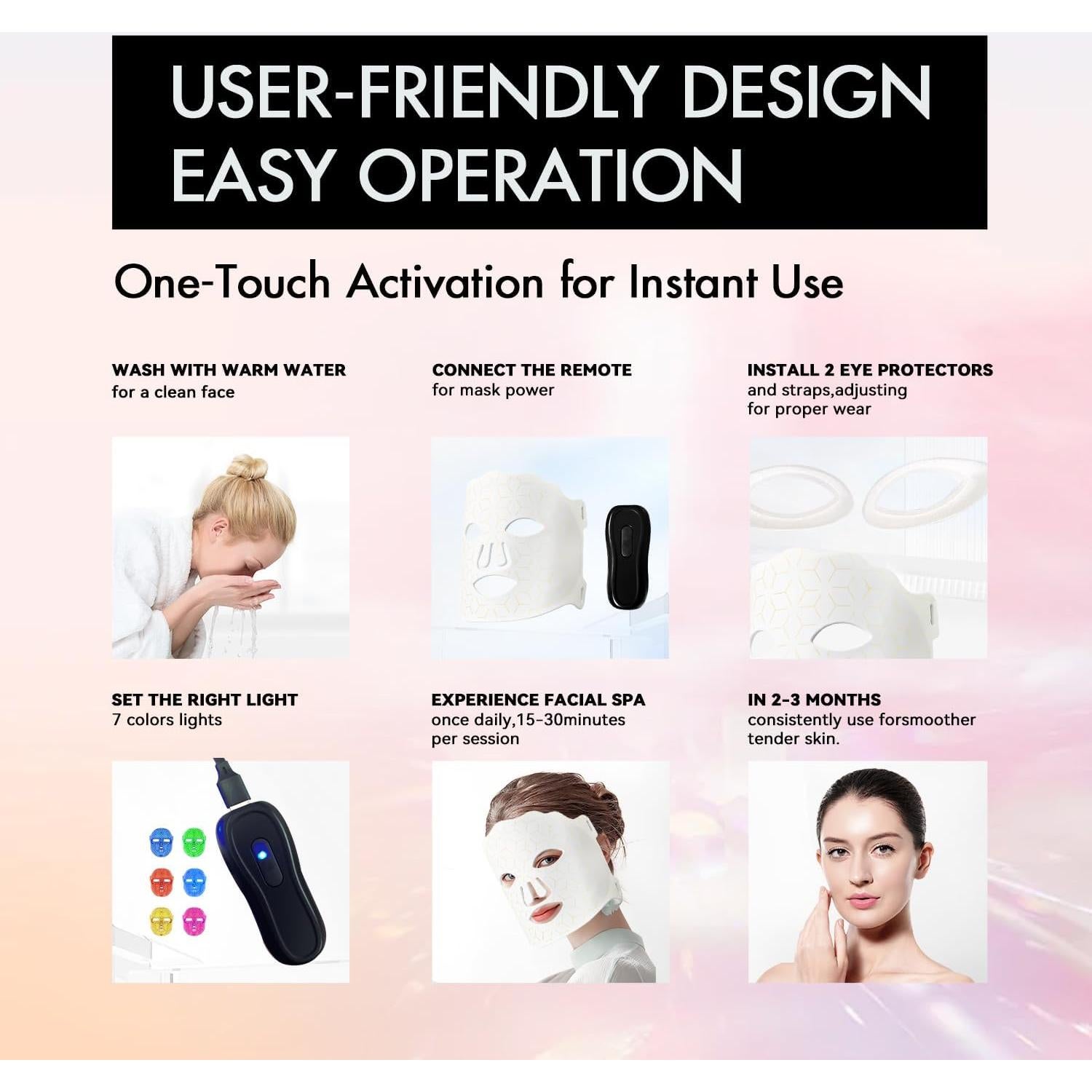 Máscara Facial LED Duevie Terapia Luz Roja 7 Colores Antienvejecimiento