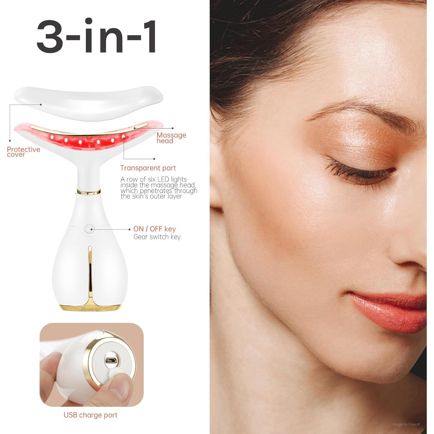 Masajeador Facial Ms.W Luz Roja y Vibración para Piel