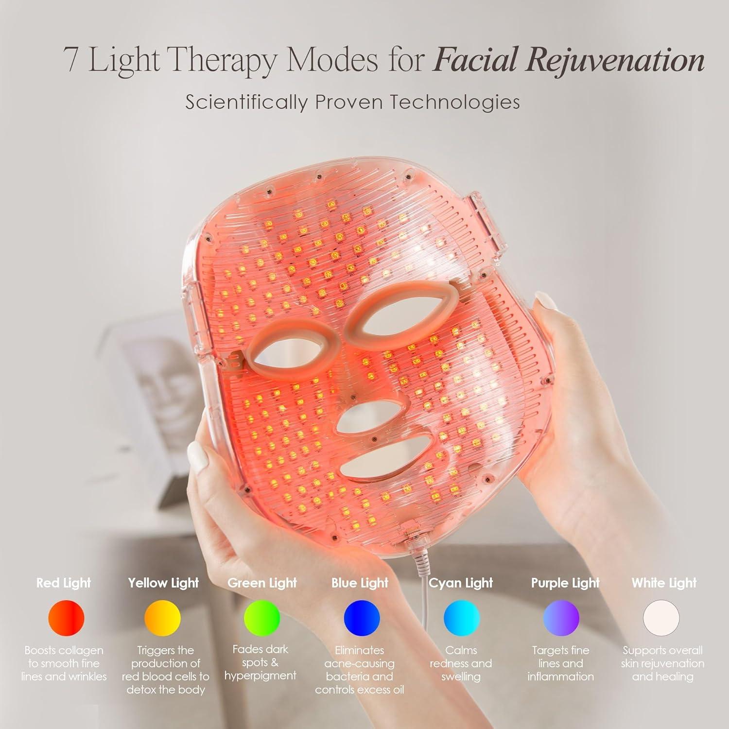 Máscara Facial LED Project E Beauty 7 Colores Antienvejecimiento