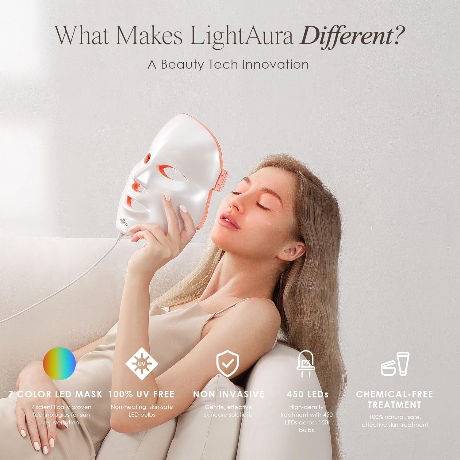 Máscara Facial LED Project E Beauty 7 Colores Antienvejecimiento