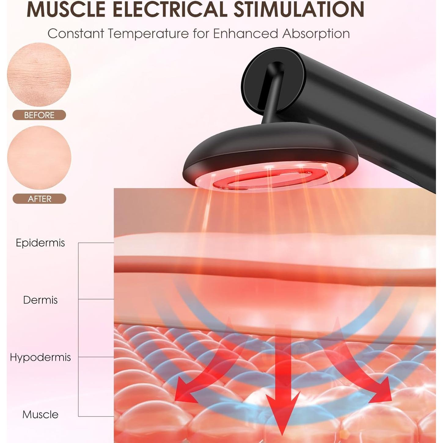 Terapia de Luz Roja Facial OUJEALEE 9-en-1 Masajeador LED