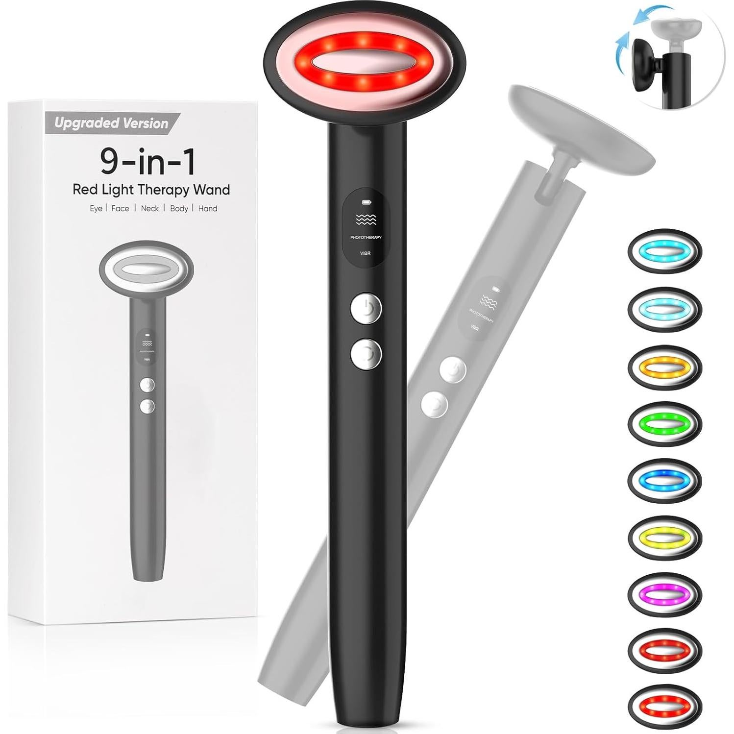 Terapia de Luz Roja Facial OUJEALEE 9-en-1 Masajeador LED