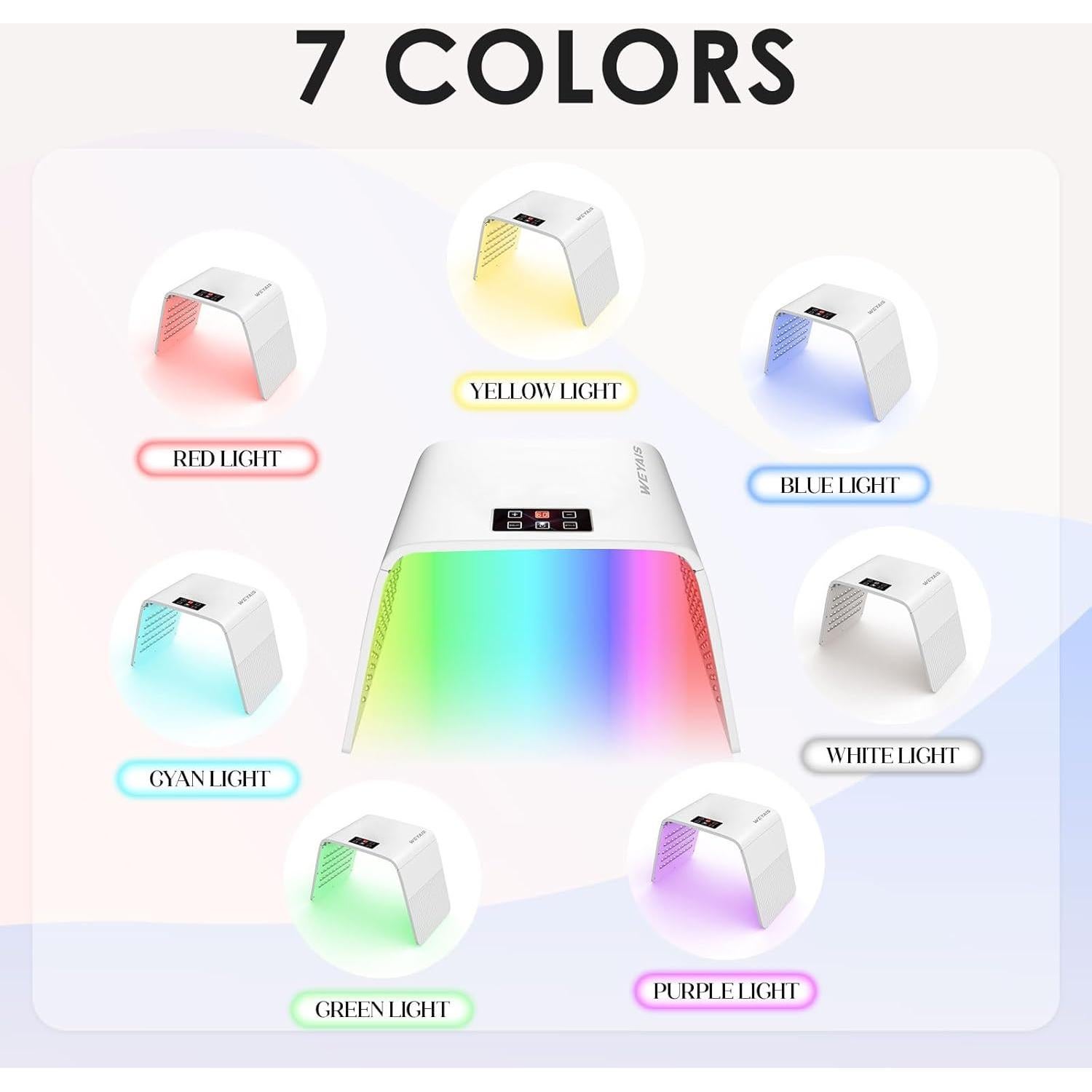 Máscara Facial de Terapia LED 7 Colores Weyais - Cuidado de Piel