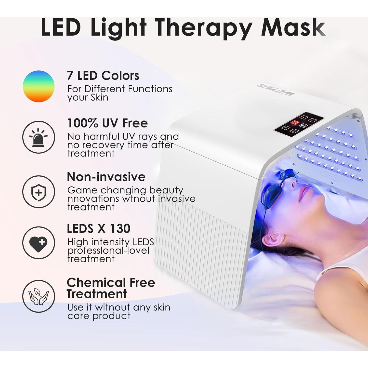 Máscara Facial de Terapia LED 7 Colores Weyais - Cuidado de Piel