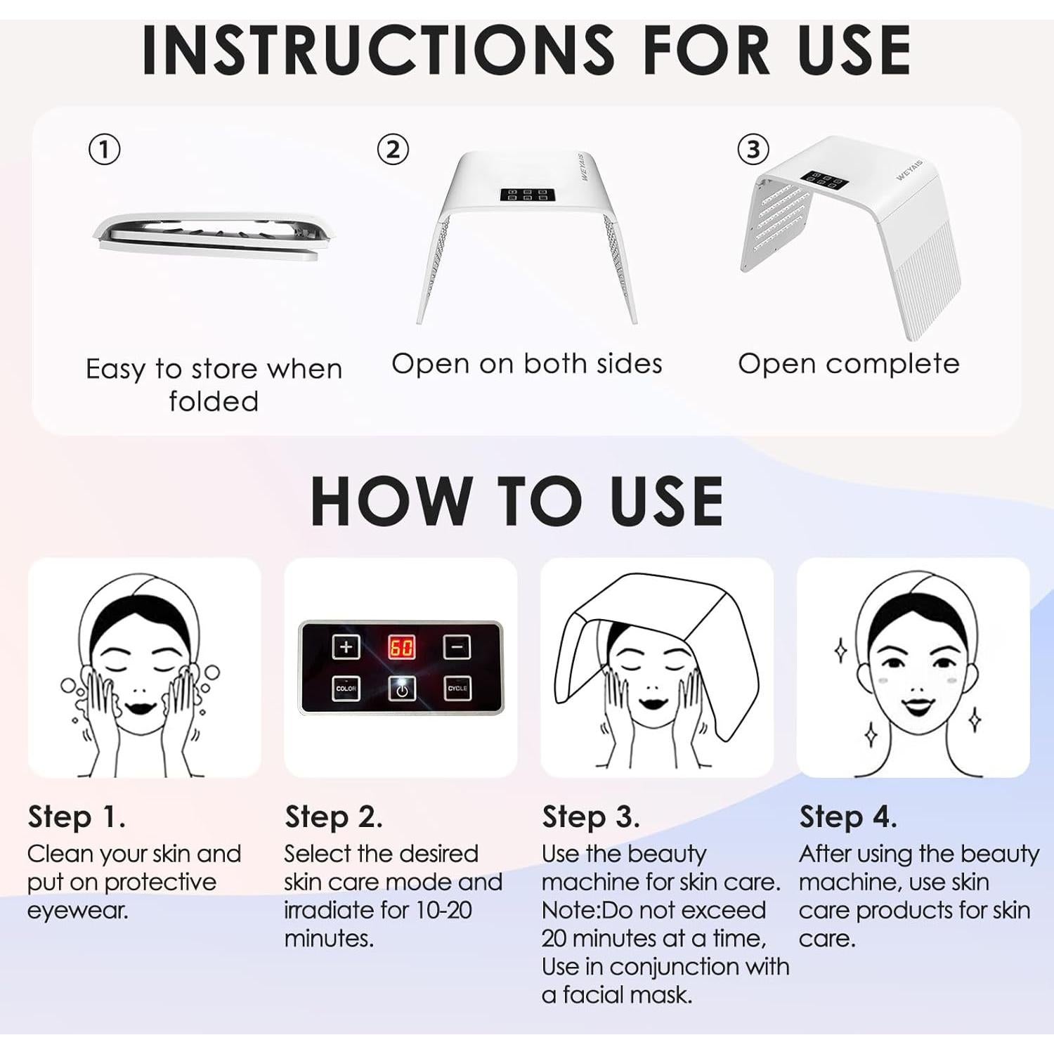 Máscara Facial de Terapia LED 7 Colores Weyais - Cuidado de Piel