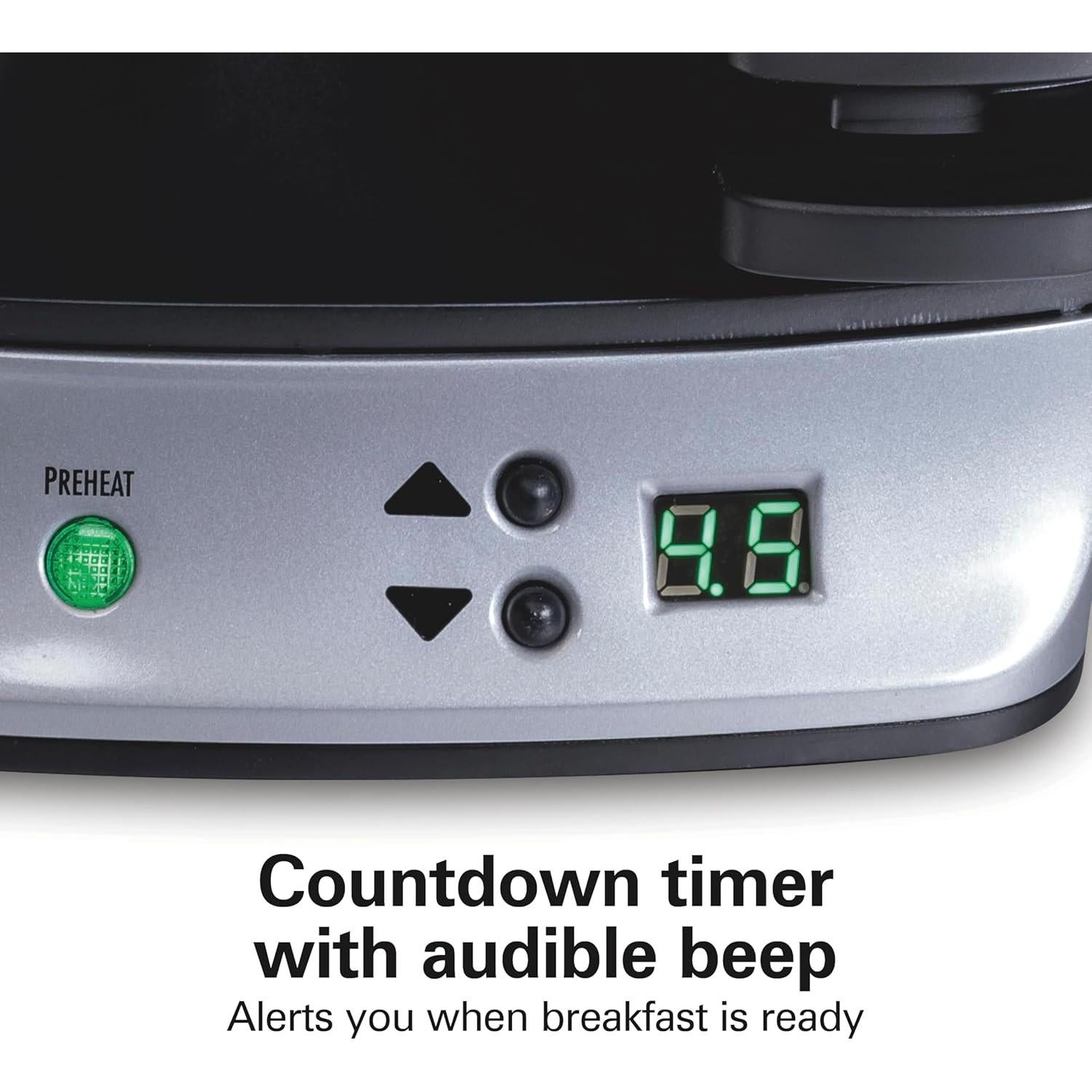 Hamilton Beach Sandwich Maker Doble 1200W Plata con Temporizador