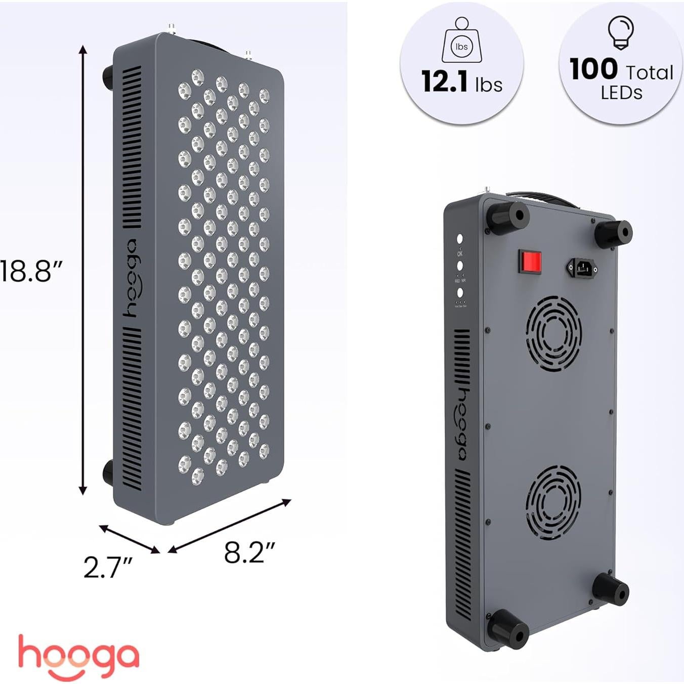 Terapia de Luz Roja Hooga HG500 100 LEDs 660nm 850nm