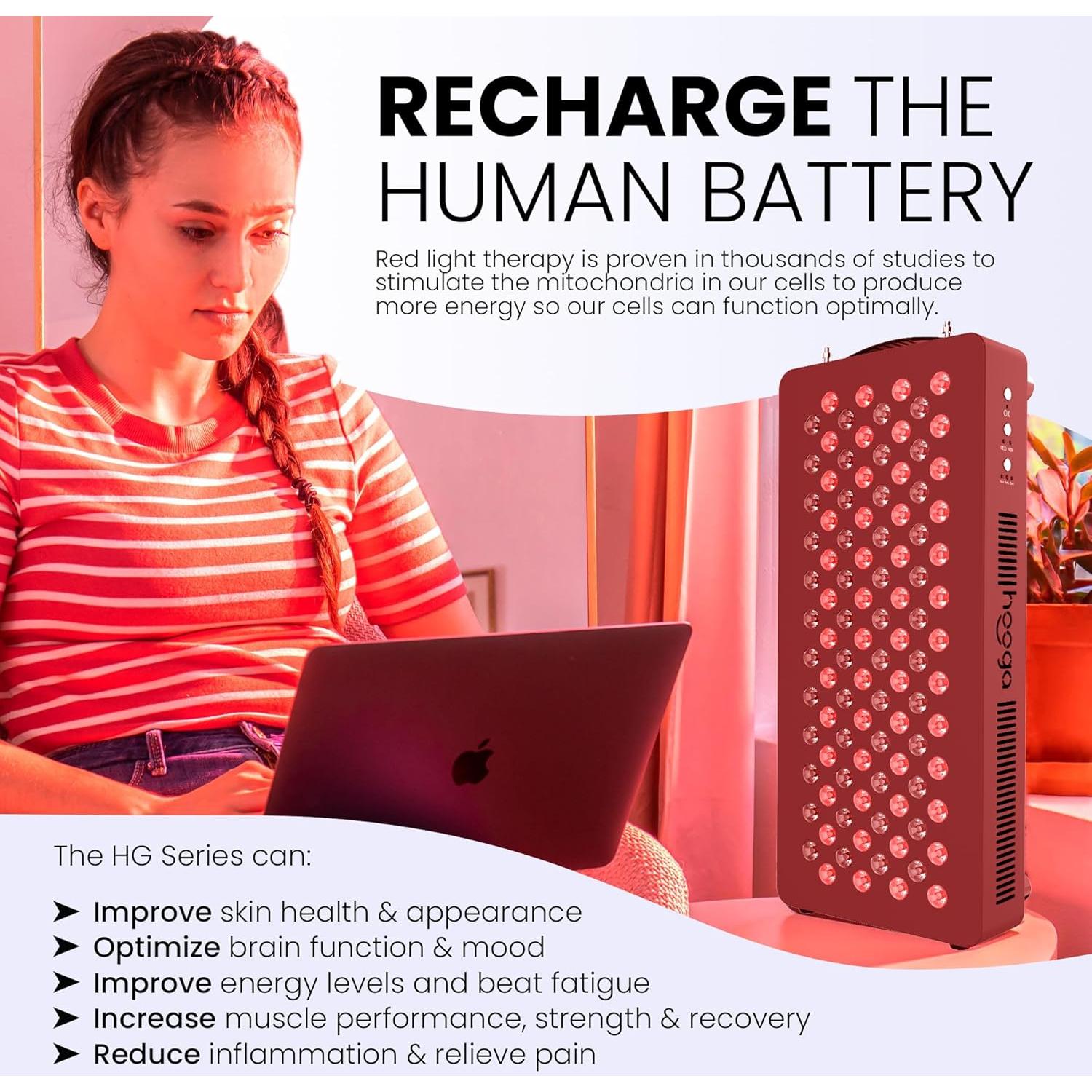 Terapia de Luz Roja Hooga HG500 100 LEDs 660nm 850nm