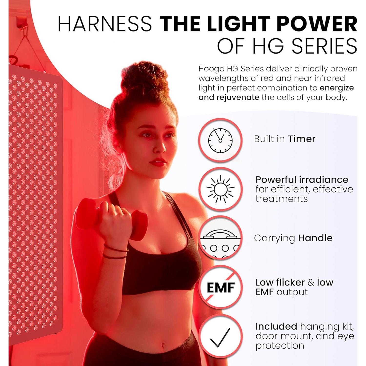 Terapia de Luz Roja Hooga HG500 100 LEDs 660nm 850nm