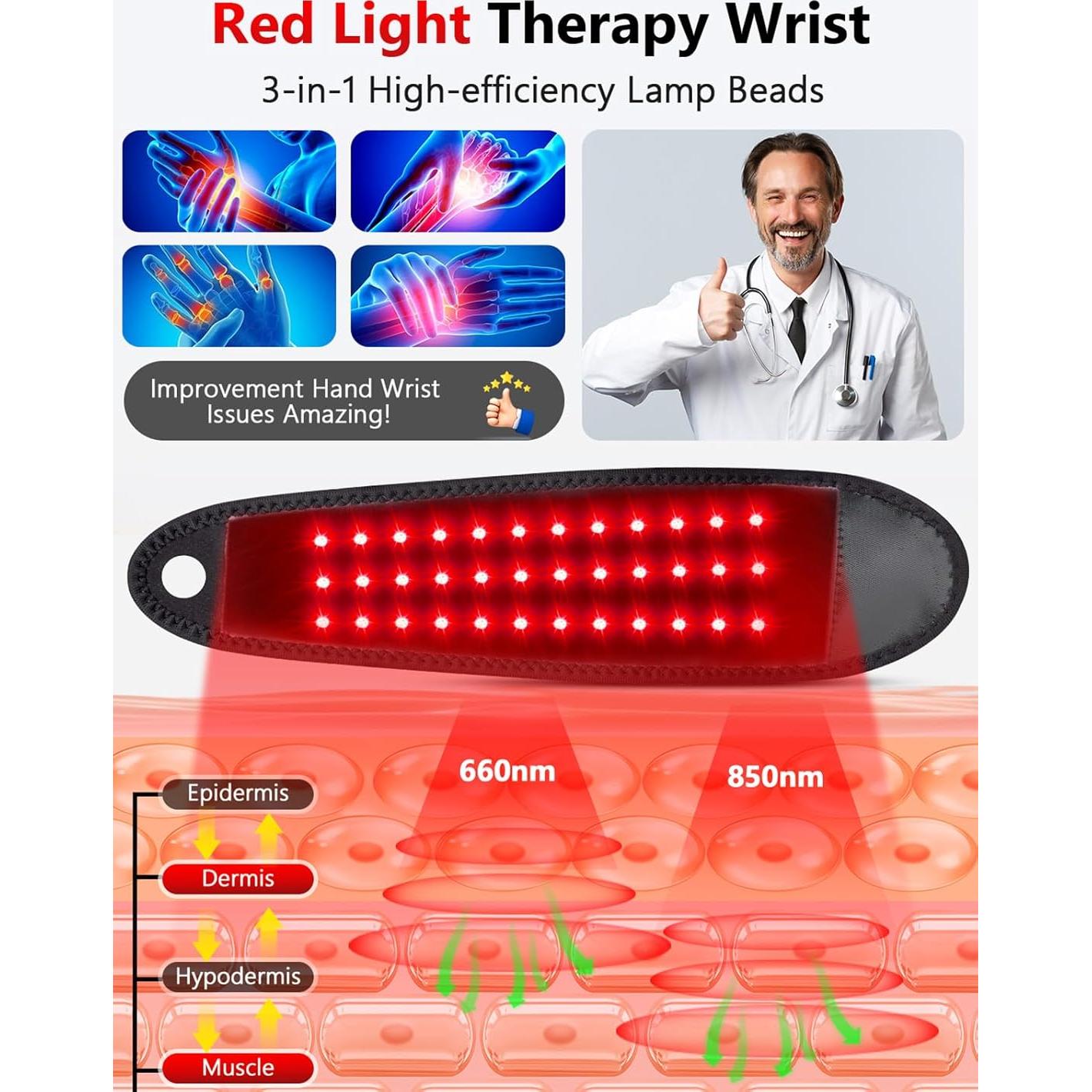 Terapia de Luz Roja ROMISA para Muñeca y Mano 660nm 850nm
