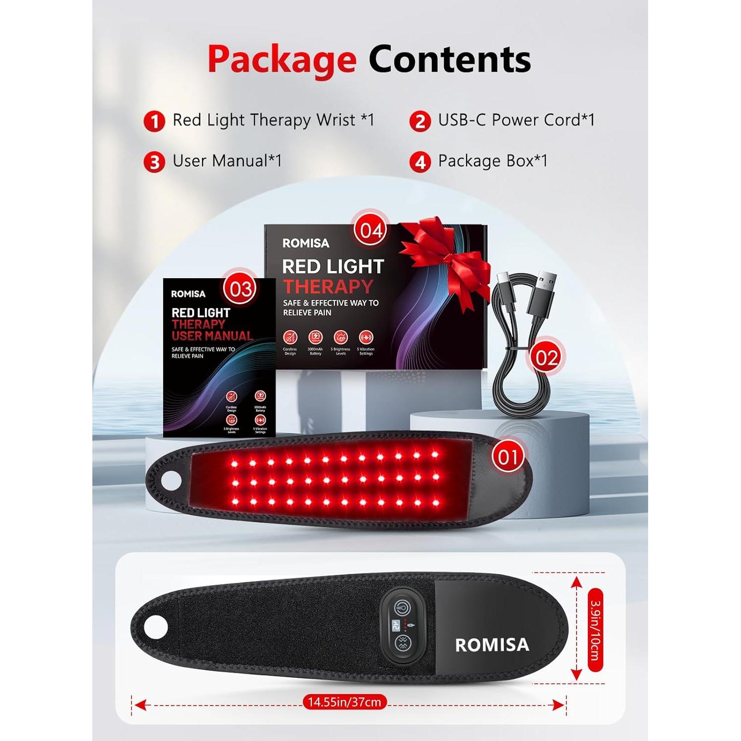 Terapia de Luz Roja ROMISA para Muñeca y Mano 660nm 850nm