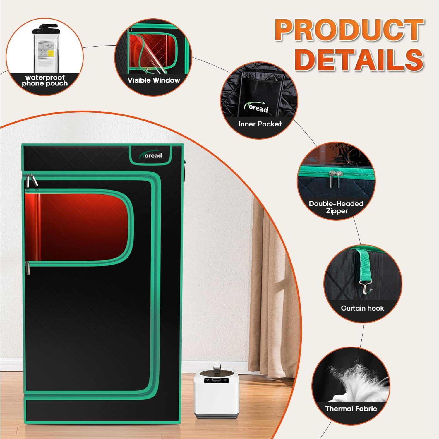 Sauna de Vapor Infrarroja TOREAD 3L 1200W Ajustable