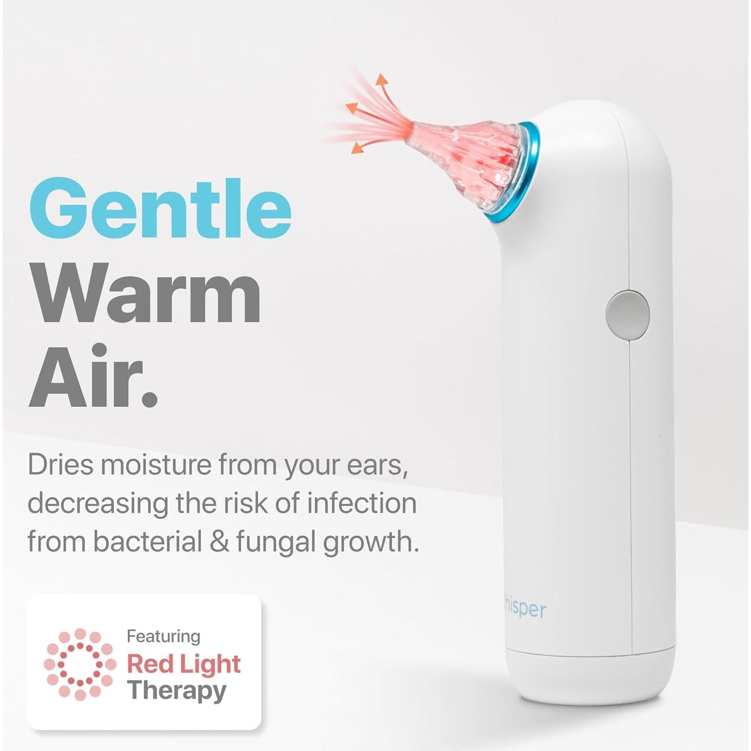 Secador de Oídos Whisper con Terapia de Luz Roja - Compacto y Efectivo