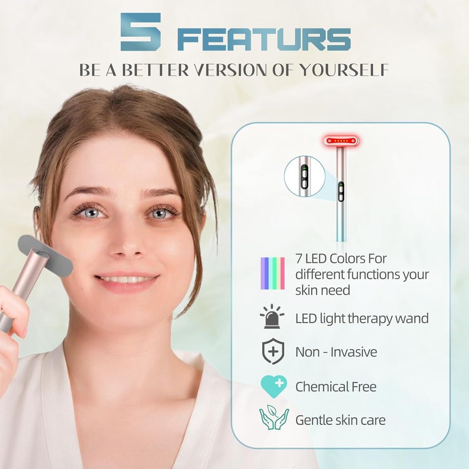 Varita de Terapia Facial LED 7 Colores Shenzhen 20.6cm