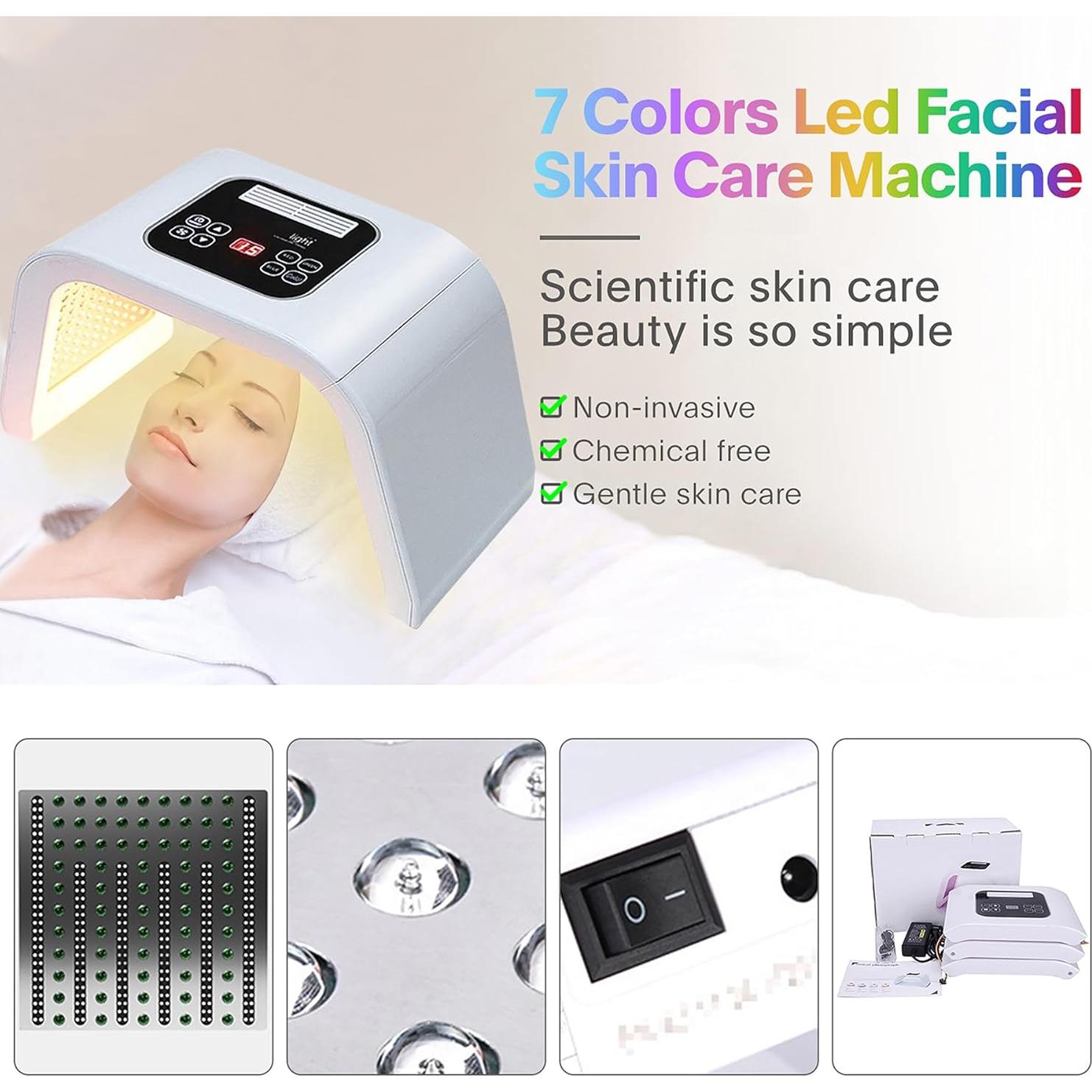 Máscara Facial LED 7 en 1 JY-A025 Terapia de Luz 180°