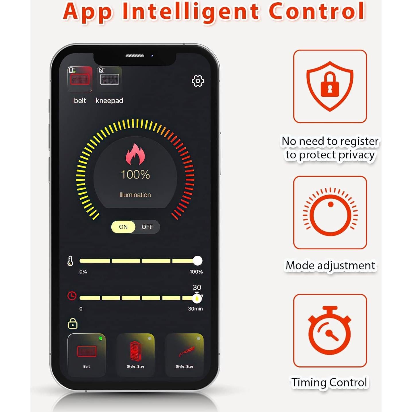 Cinturón de Luz Roja Viconor Control APP Doble Potencia Grande