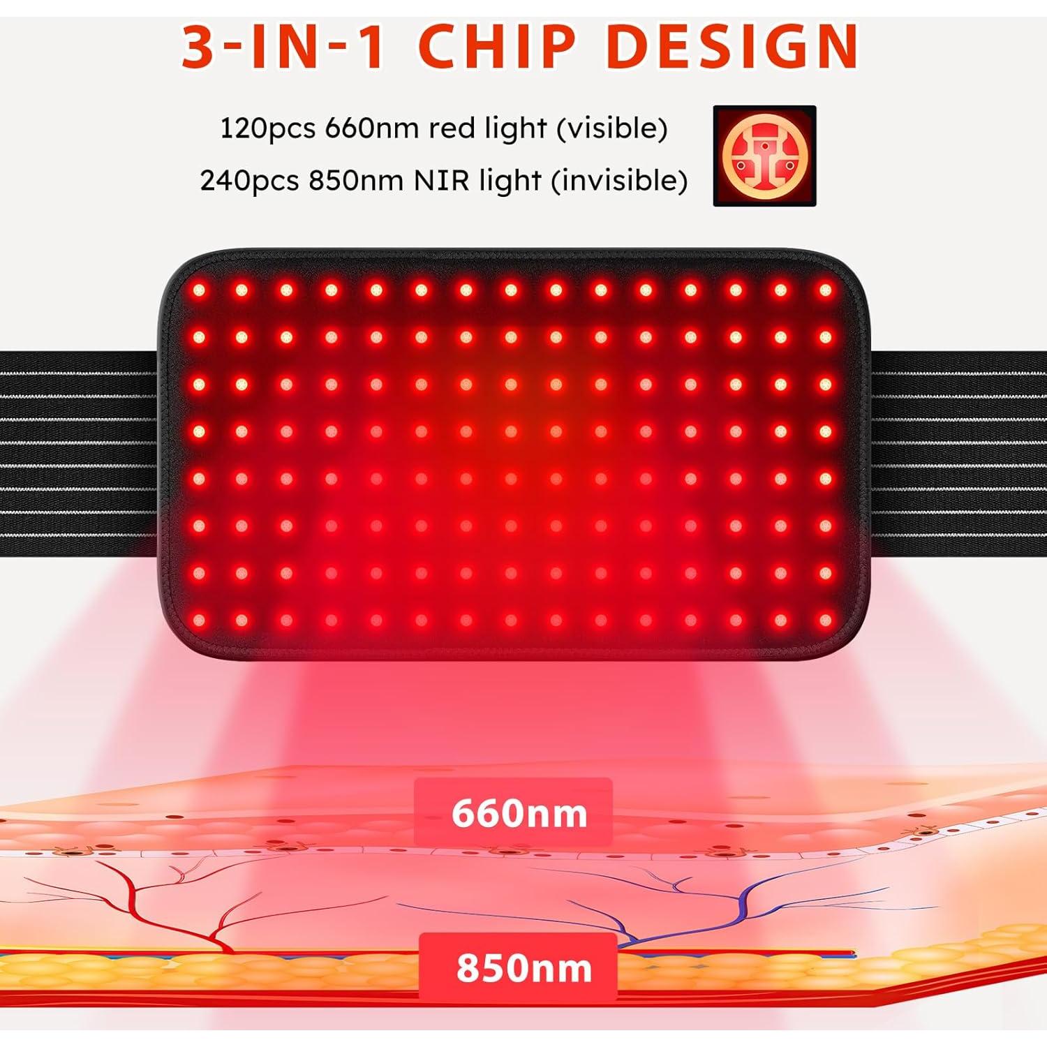 Cinturón de Luz Roja Viconor Control APP Doble Potencia Grande