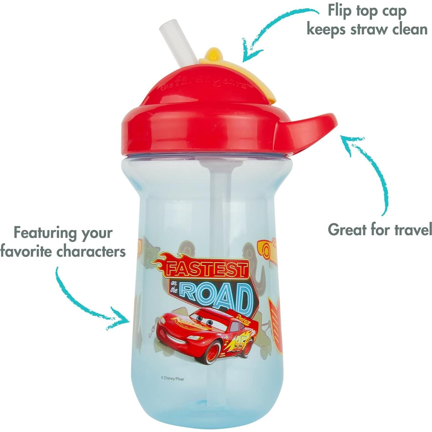 Vaso con Pajilla Disney Pixar Cars - Tapa Abatible 300ml