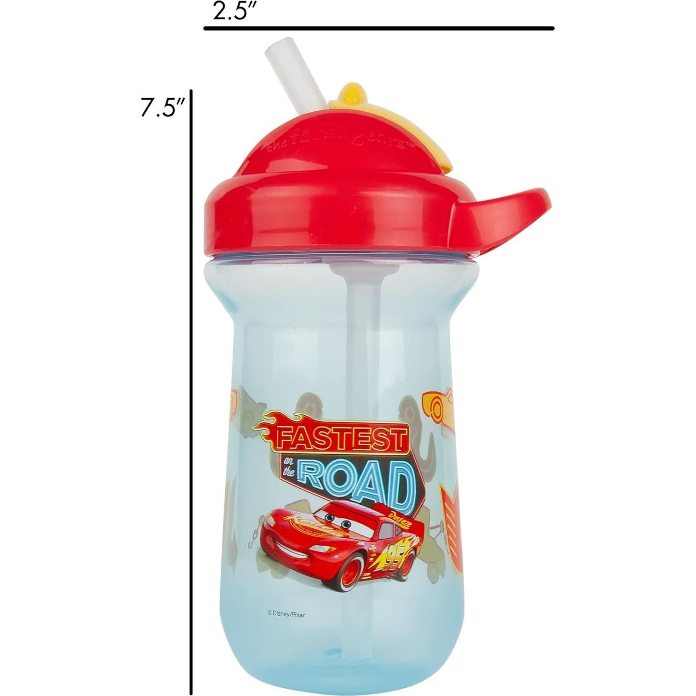 Vaso con Pajilla Disney Pixar Cars - Tapa Abatible 300ml