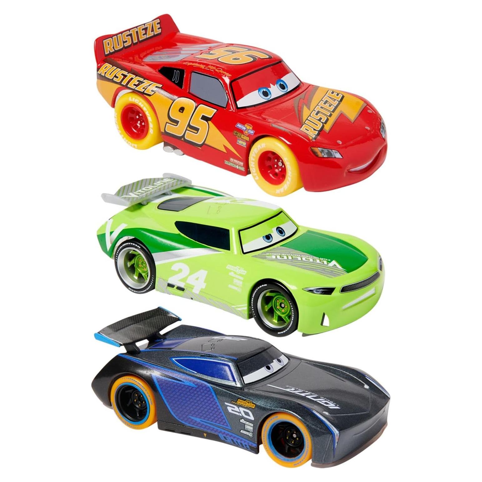 Juego de coches de retroceso Disney Cars - 3 coches con luces