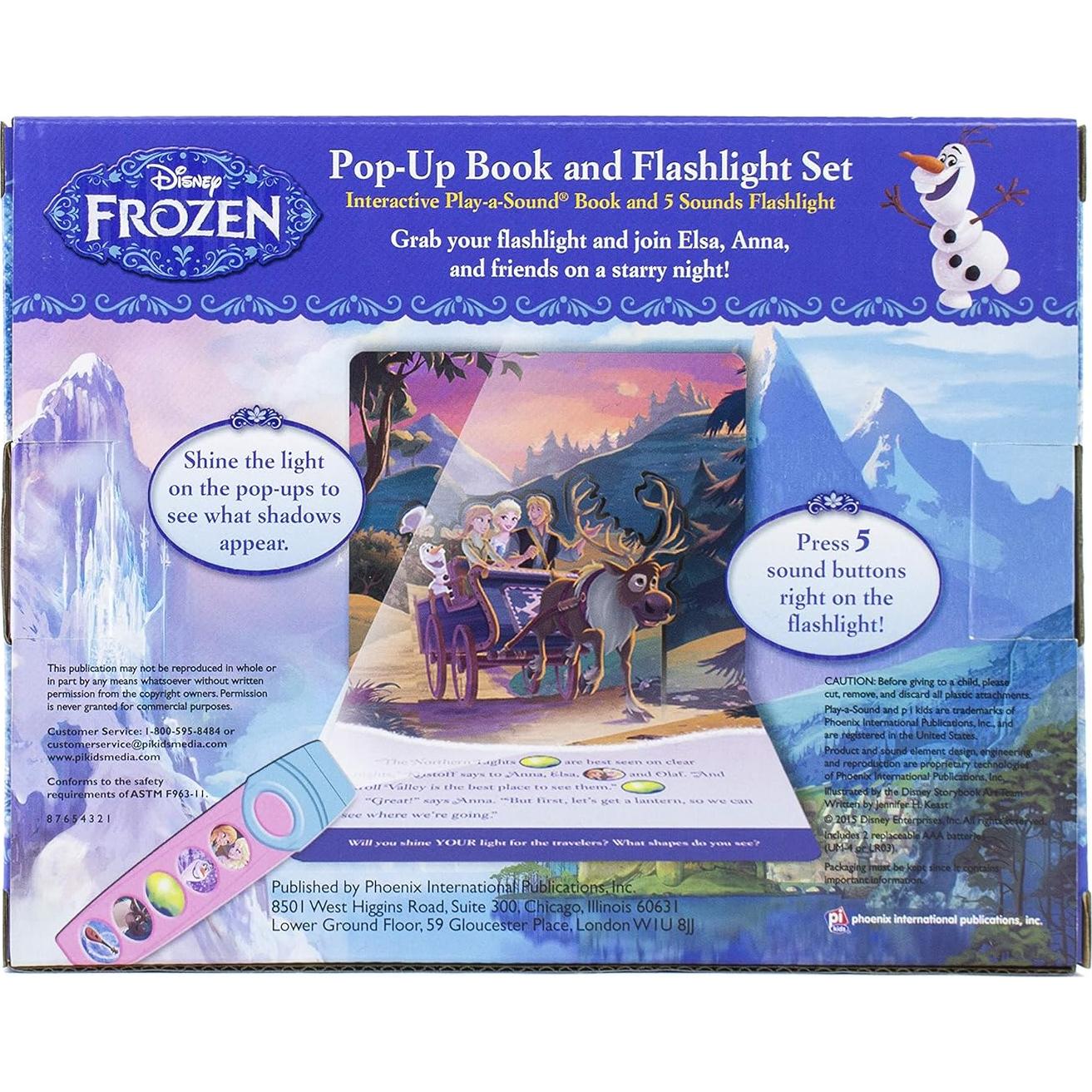 Disney Frozen Elsa, Anna, Olaf, and More! - Pop-up Book and Flashlight Toy Set - PI Kids (Play-A-Sound)