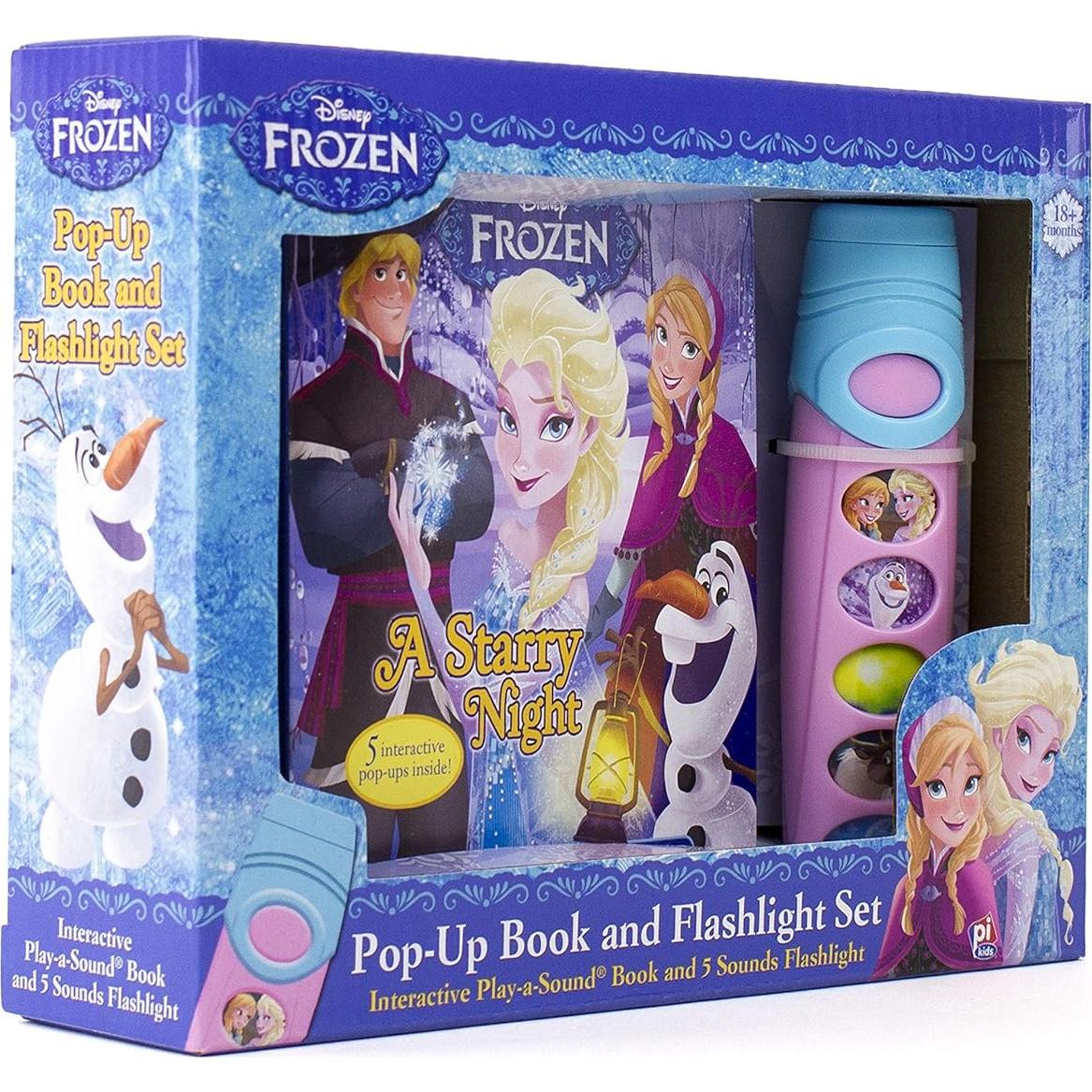 Disney Frozen Elsa, Anna, Olaf, and More! - Pop-up Book and Flashlight Toy Set - PI Kids (Play-A-Sound)