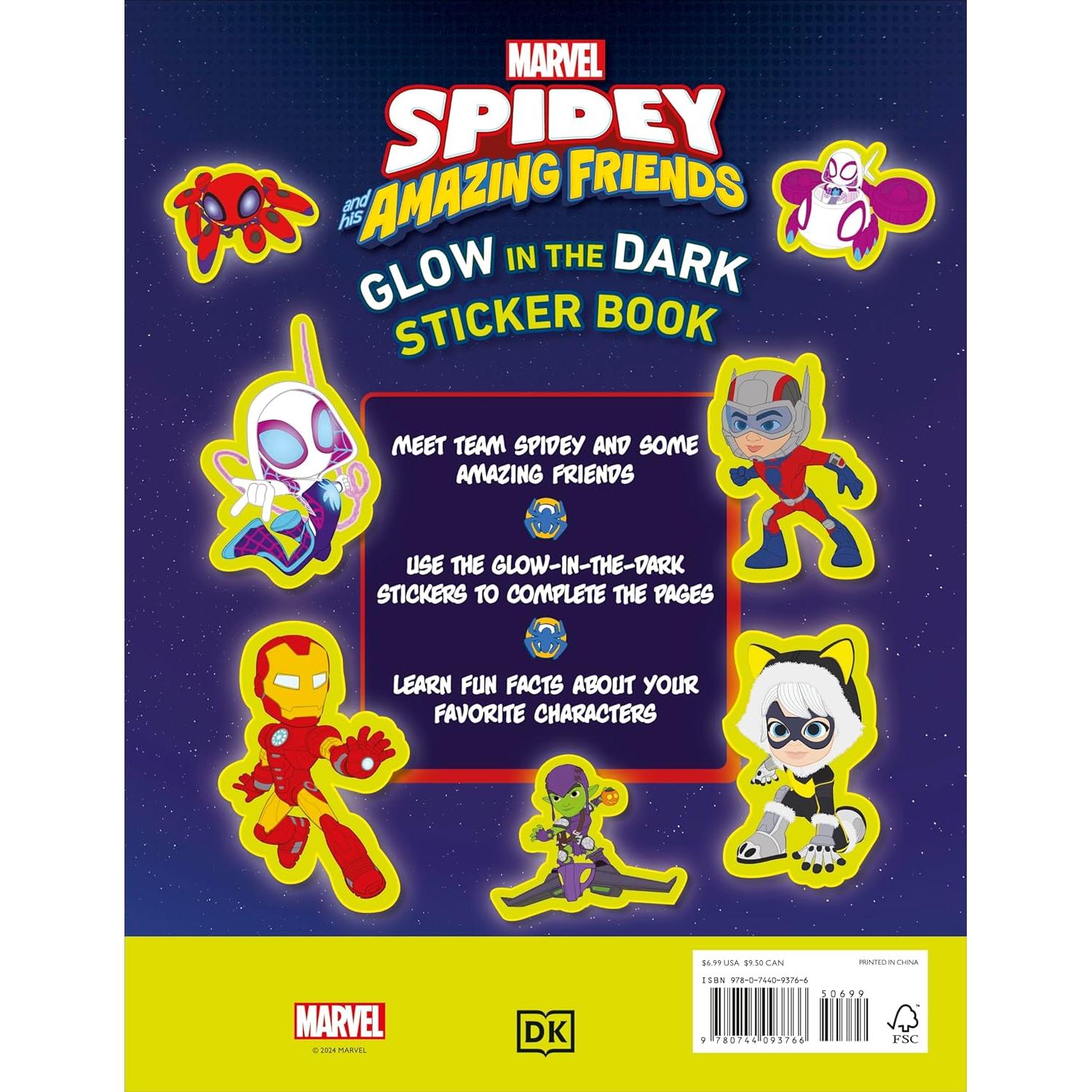 Marvel Spidey and His Amazing Friends Glow in the Dark Sticker Book: With More Than 100 Stickers (Disney Junior: Marvel Spidey and His Amazing Friends)