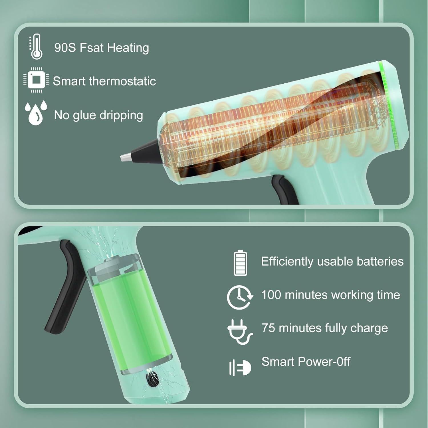Pistola de Pegamento Inalámbrica ZOSIMP con 30 Palitos