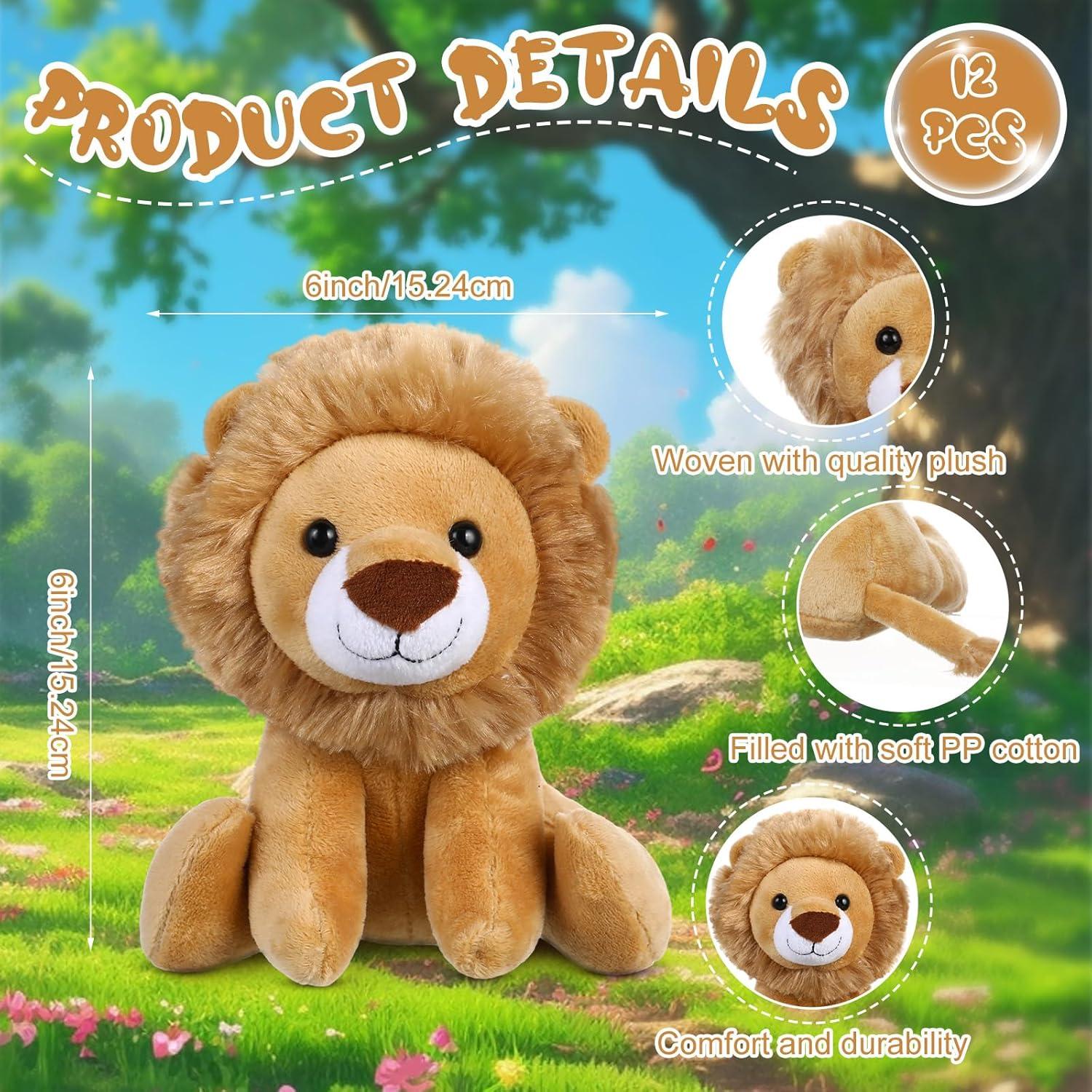 Juego de 12 Peluches de León Suave 15 cm VercanMonth
