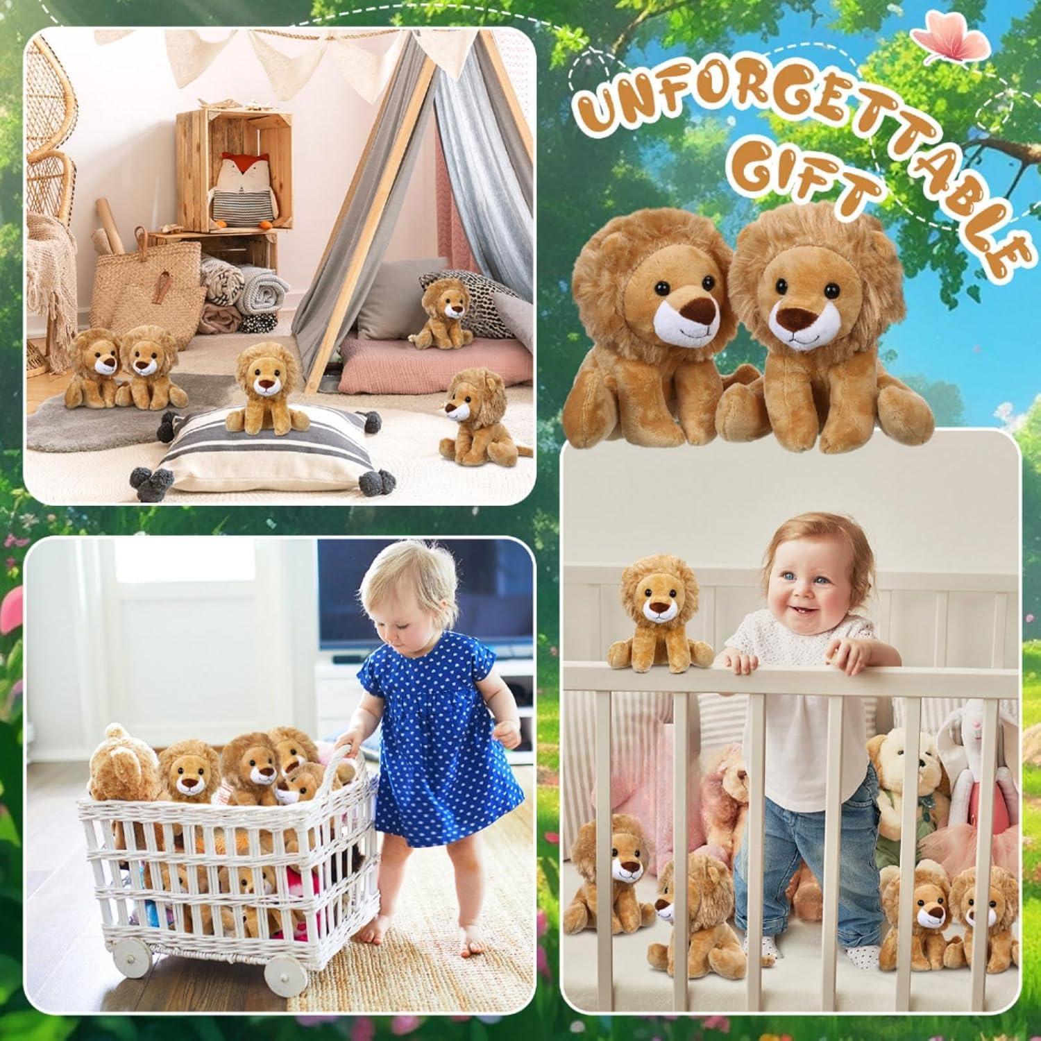 Juego de 12 Peluches de León Suave 15 cm VercanMonth