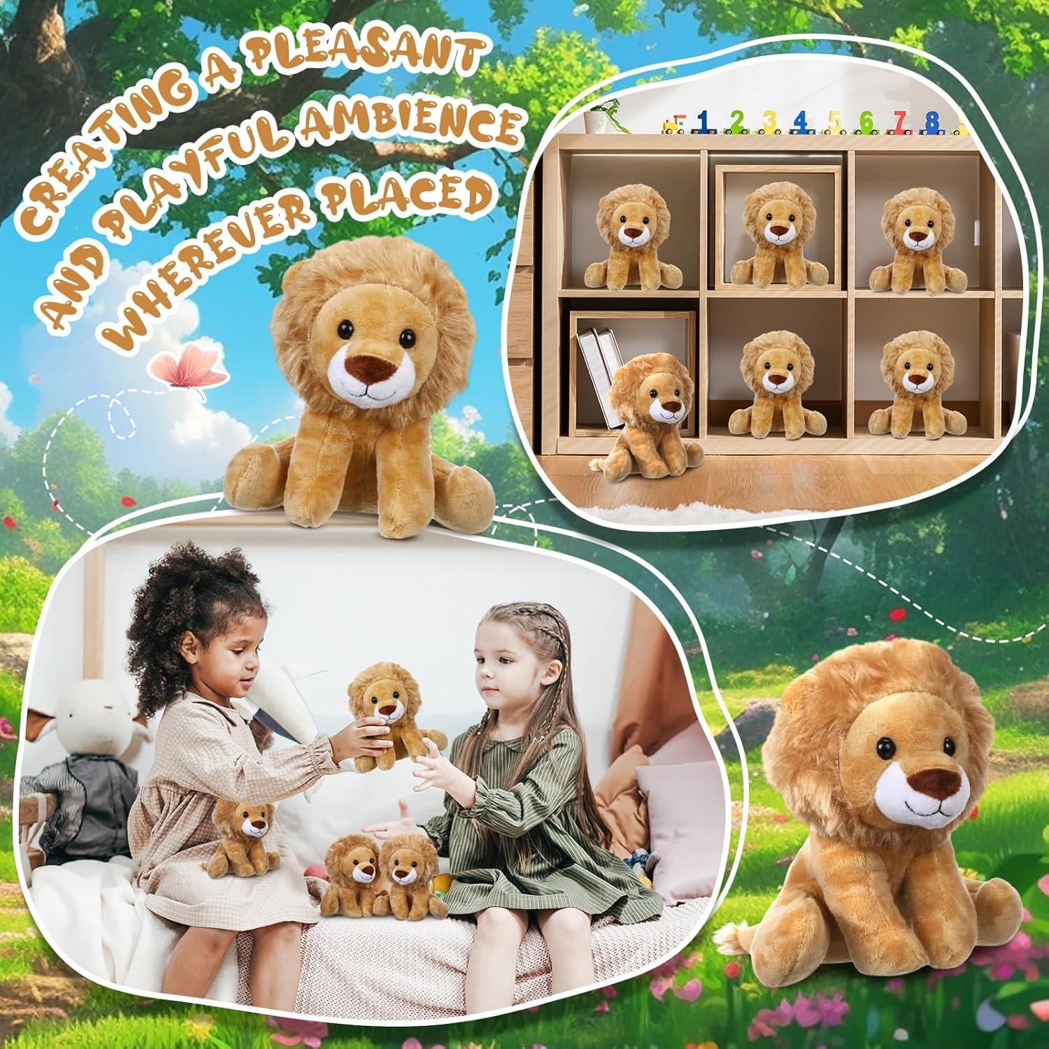 Juego de 12 Peluches de León Suave 15 cm VercanMonth