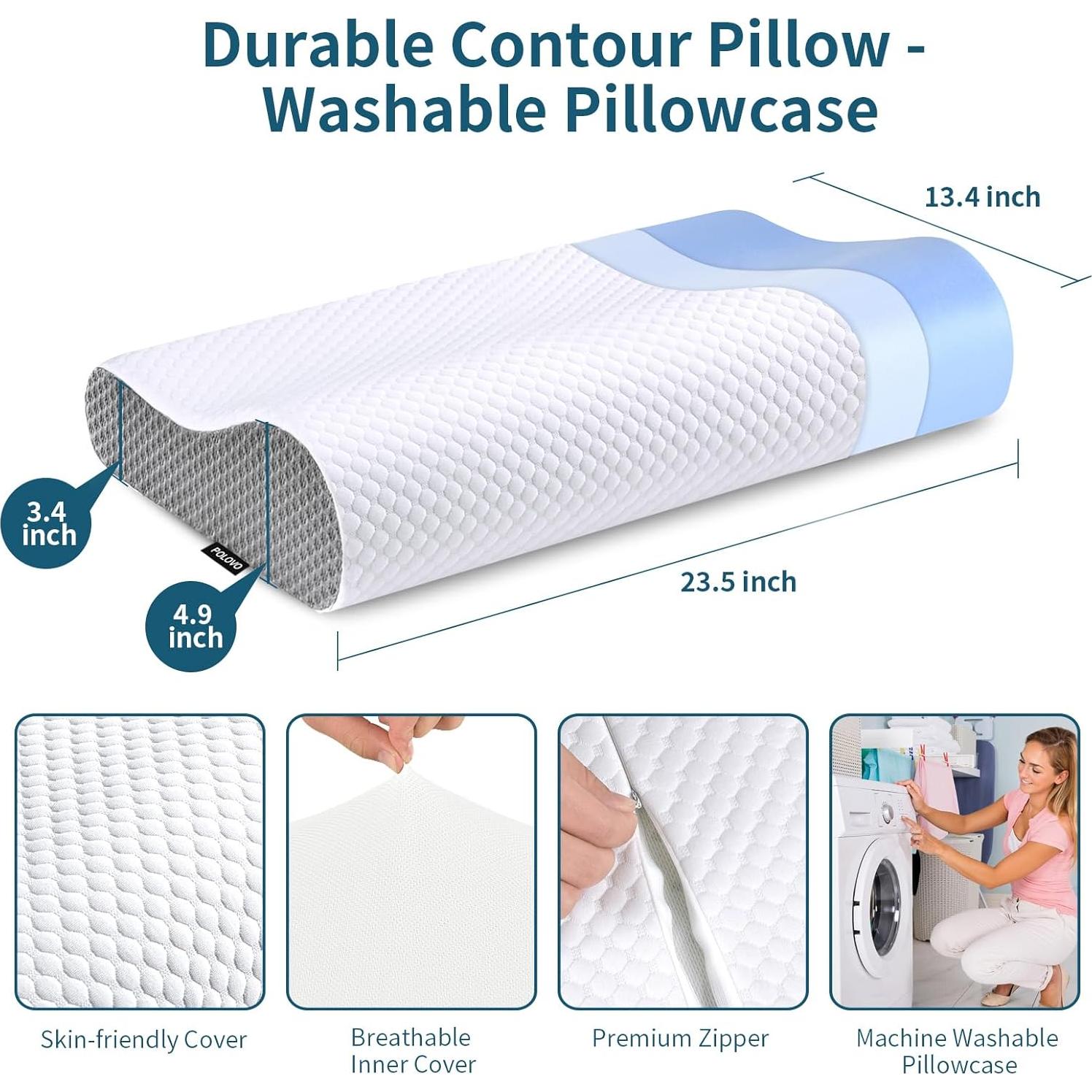 Almohada Cervical Polovo Espuma Viscoelástica 59.7x34.0 cm