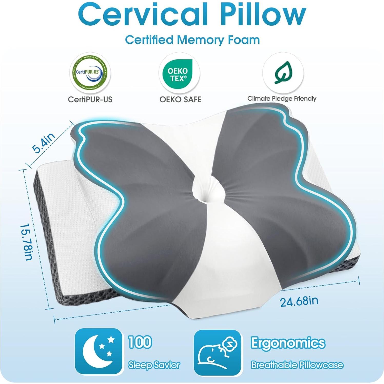 Almohada Ergonómica CloudBliss Espuma Viscoelástica Queen Gris