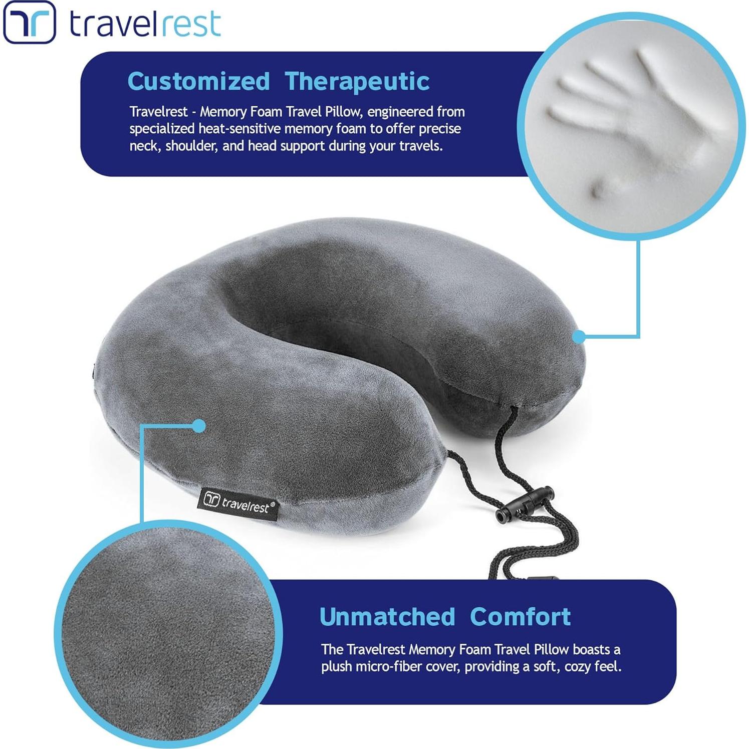 Almohada de Cuello Travelrest Curl - Espuma Viscoelástica Gris