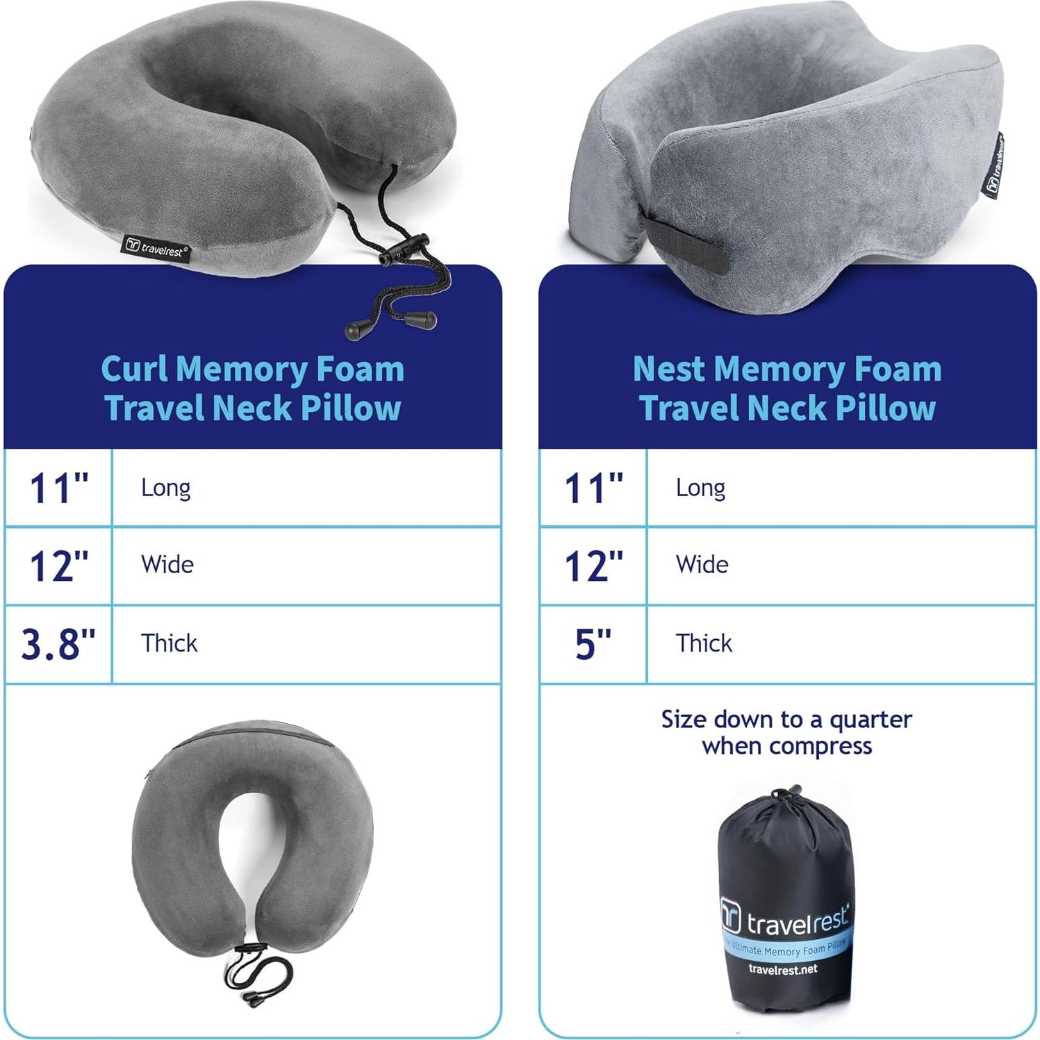 Almohada de Cuello Travelrest Curl - Espuma Viscoelástica Gris