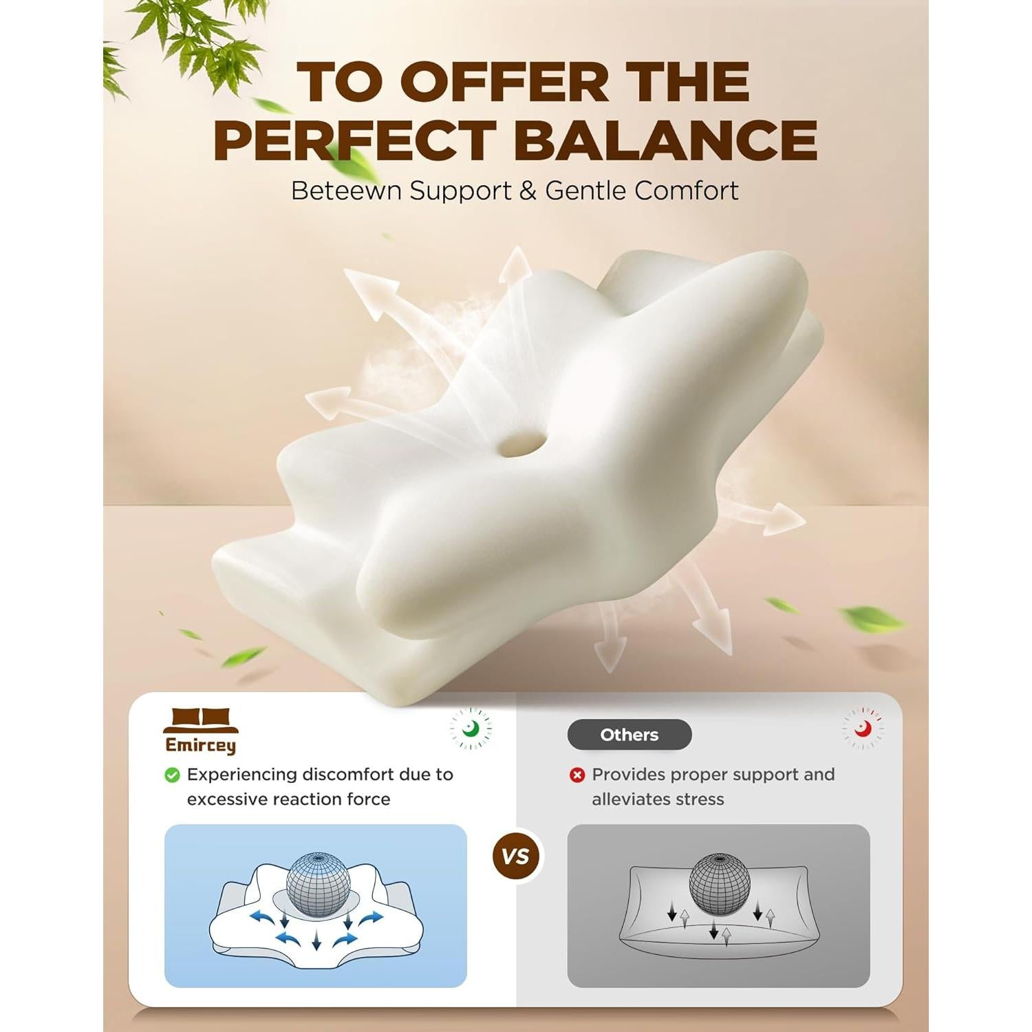 Almohada Cervical Ergonómica Emircey Gris 36.99 cm Ajustable