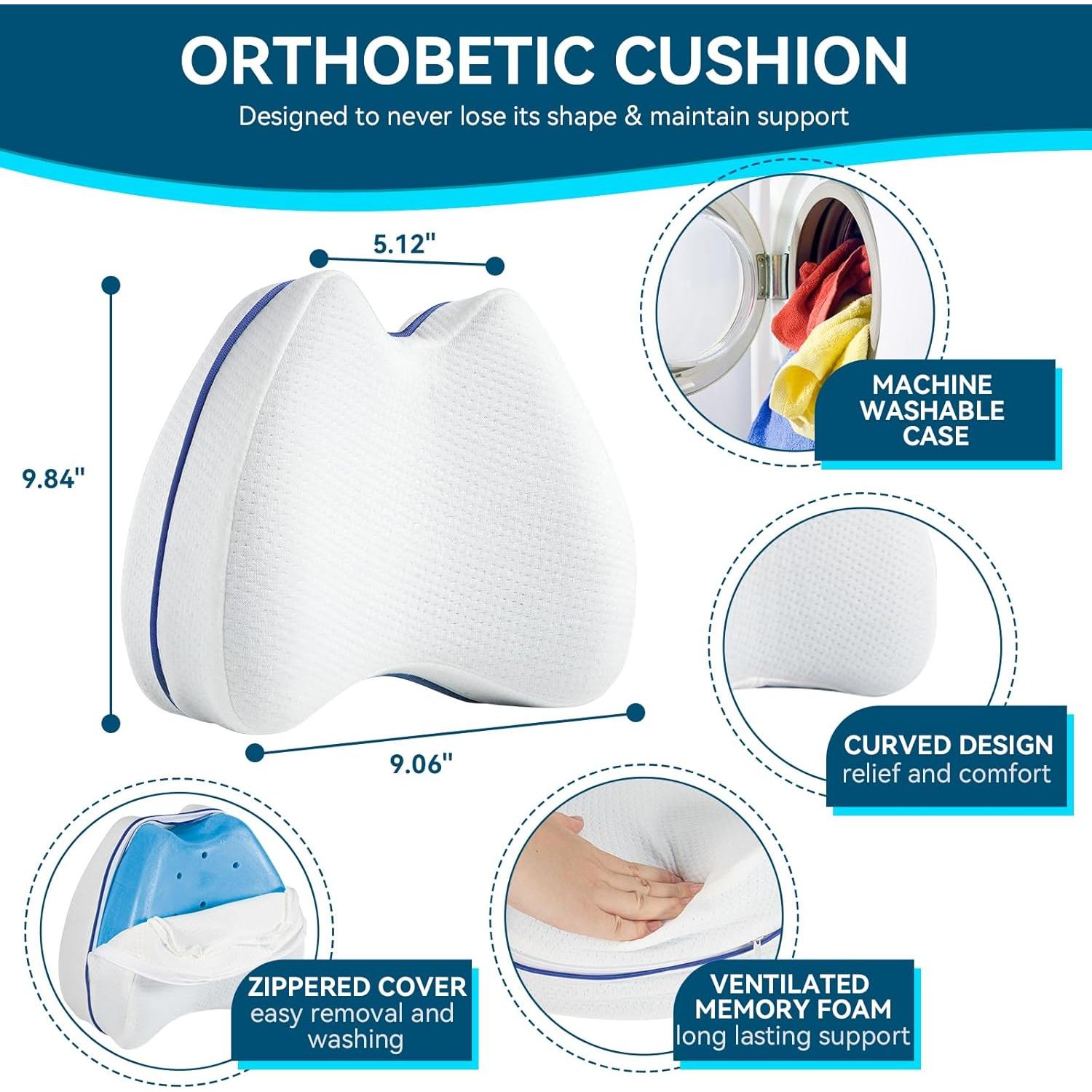 Almohada de Rodilla QISHFEN Espuma Viscoelástica Lavable