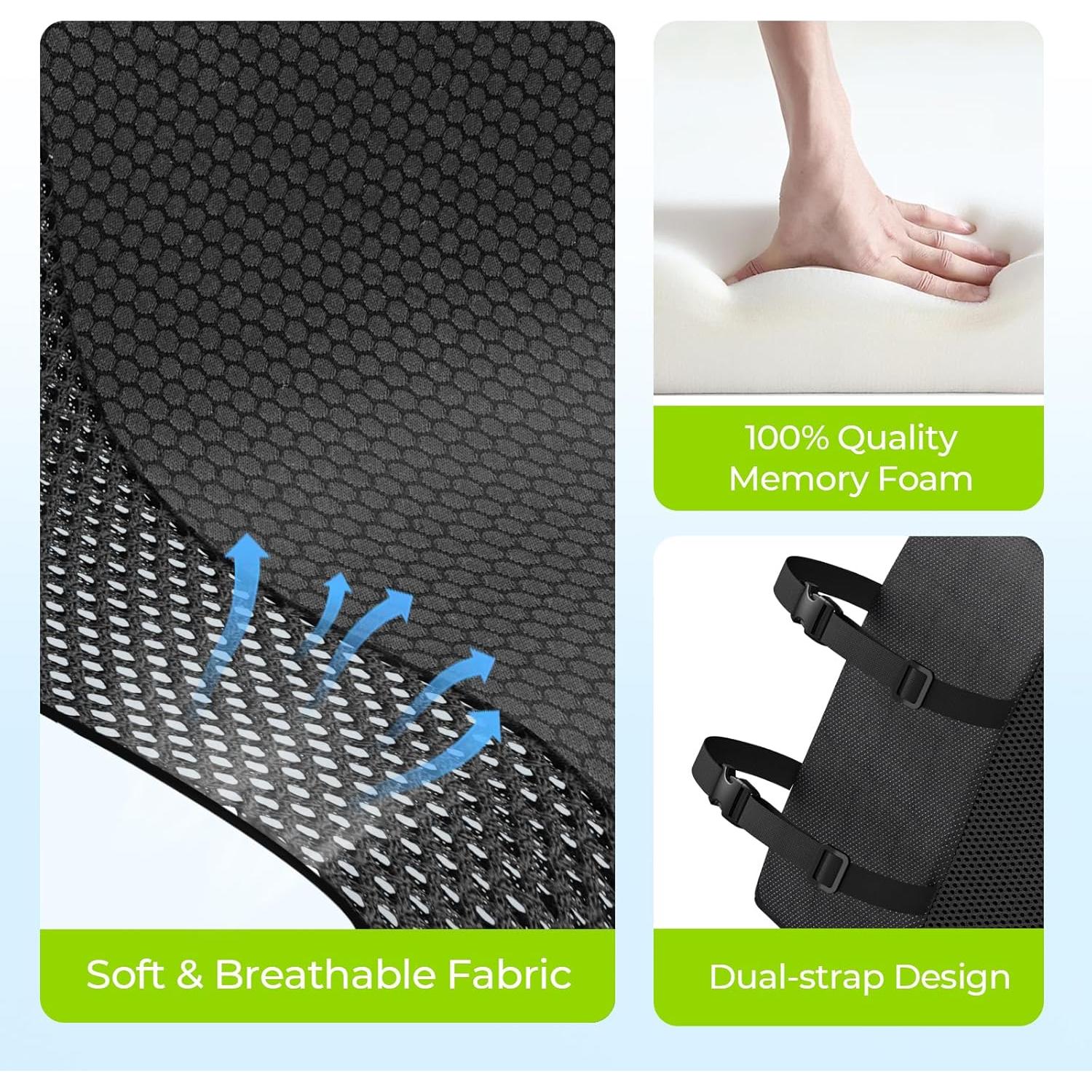 Almohada Lumbar AUVON Ergonómica con Soporte de Espuma 45.7x38.1cm