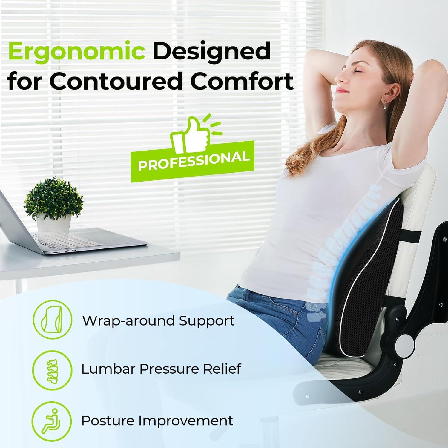 Almohada Lumbar AUVON Ergonómica con Soporte de Espuma 45.7x38.1cm