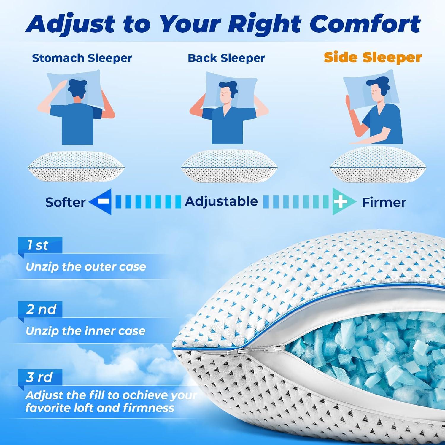 Almohada de Espuma de Memoria Fulocean 45x35cm Ajustable