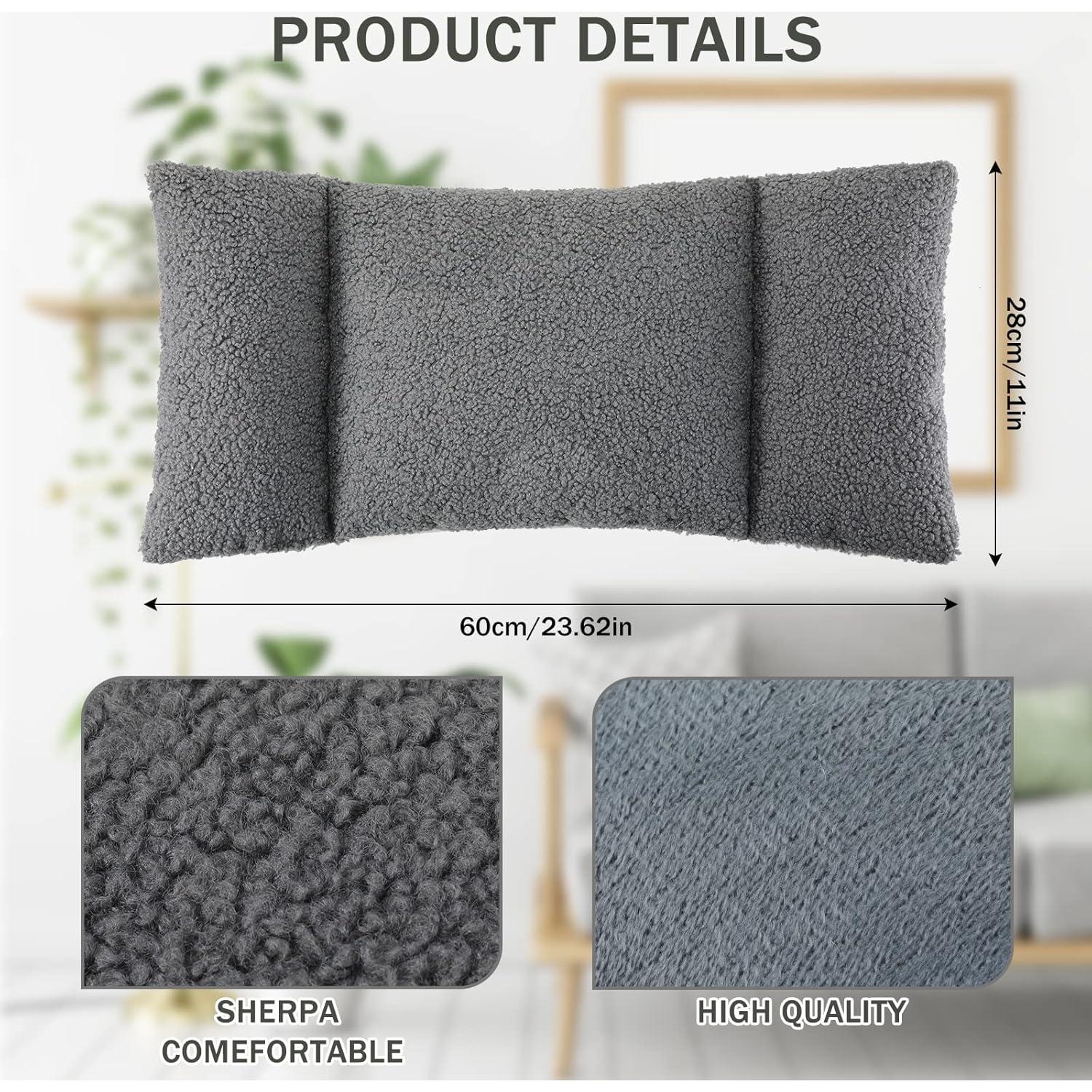 Queekay Fleece Lumbar Support Pillow 3 Section Back Pillow Office Chair for Back Support Comfortable Lumbar Cushion for Car Seat Pain Relief Sofa Rest(Gray)