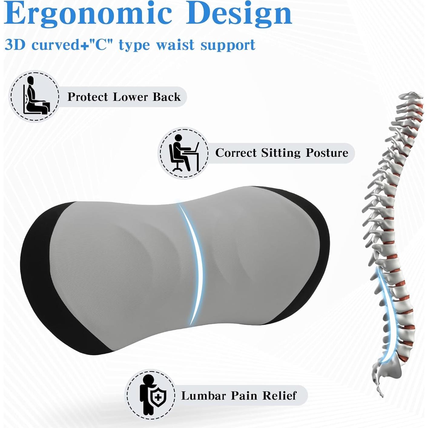 Almohada Lumbar Ergonómica Lekewn para Silla y Coche