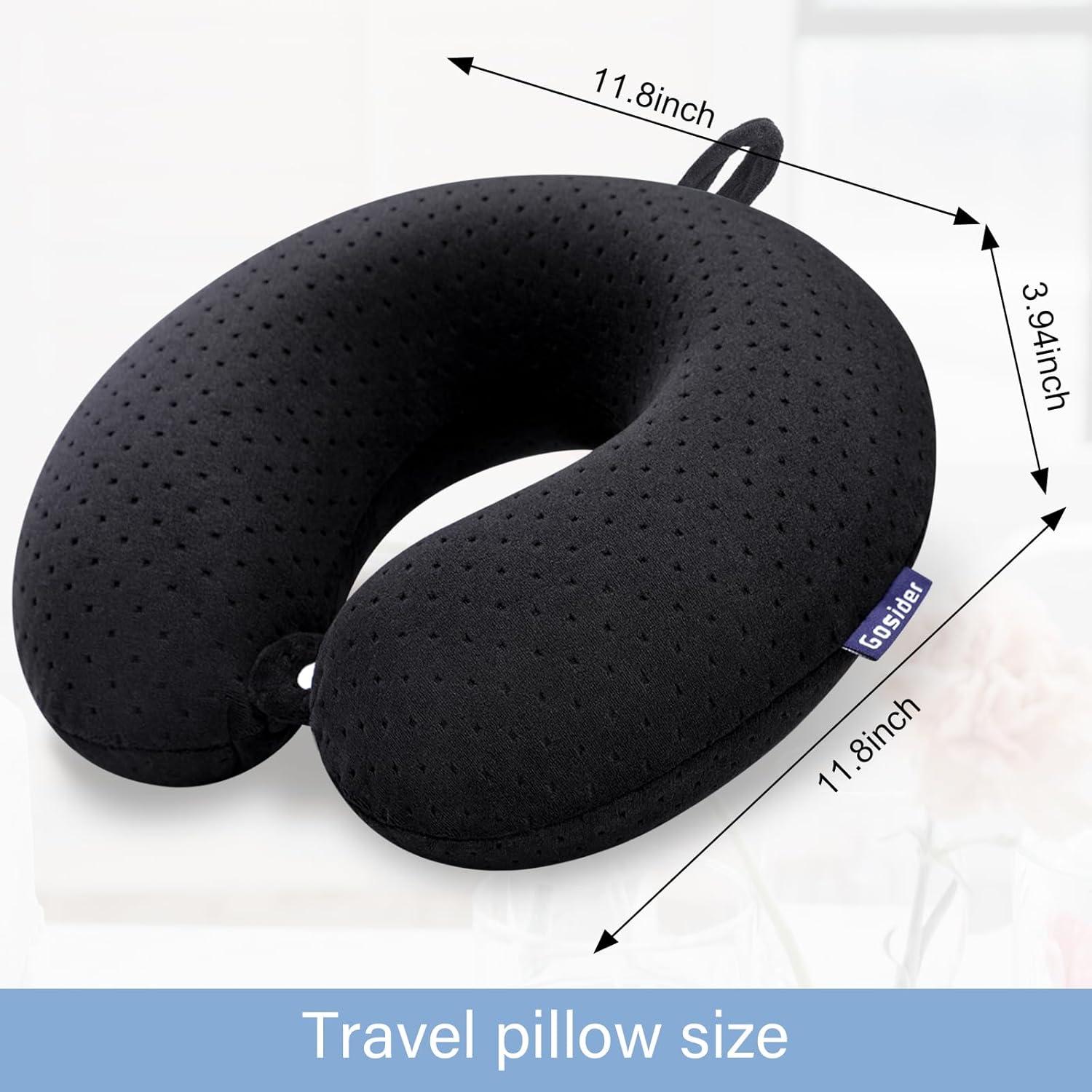 Almohada de Viaje Gosider Negra Espuma Viscoelástica 30x30 cm